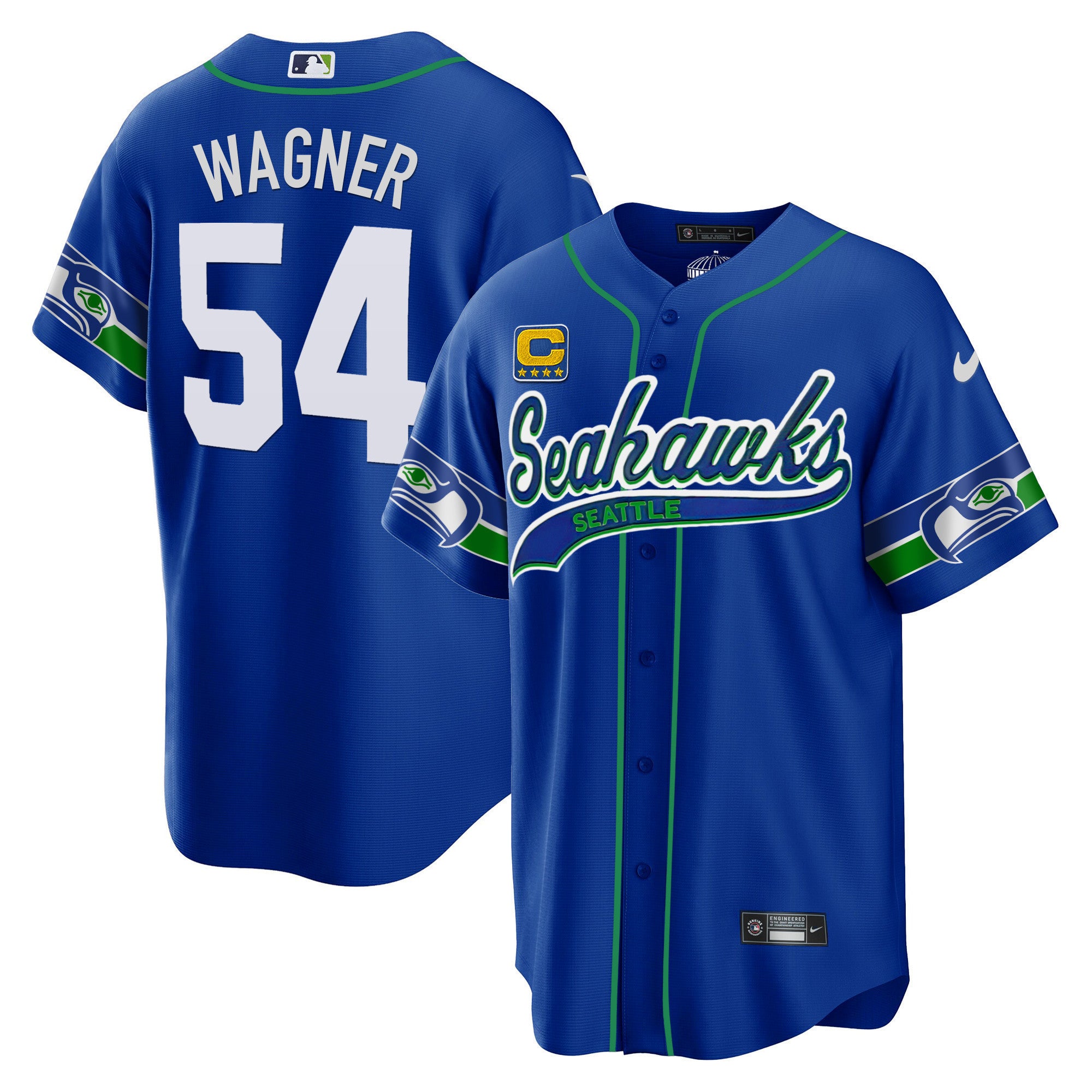 Men's Seahawks Throwback & Gold Cool Base Jersey V2 - All Stitched