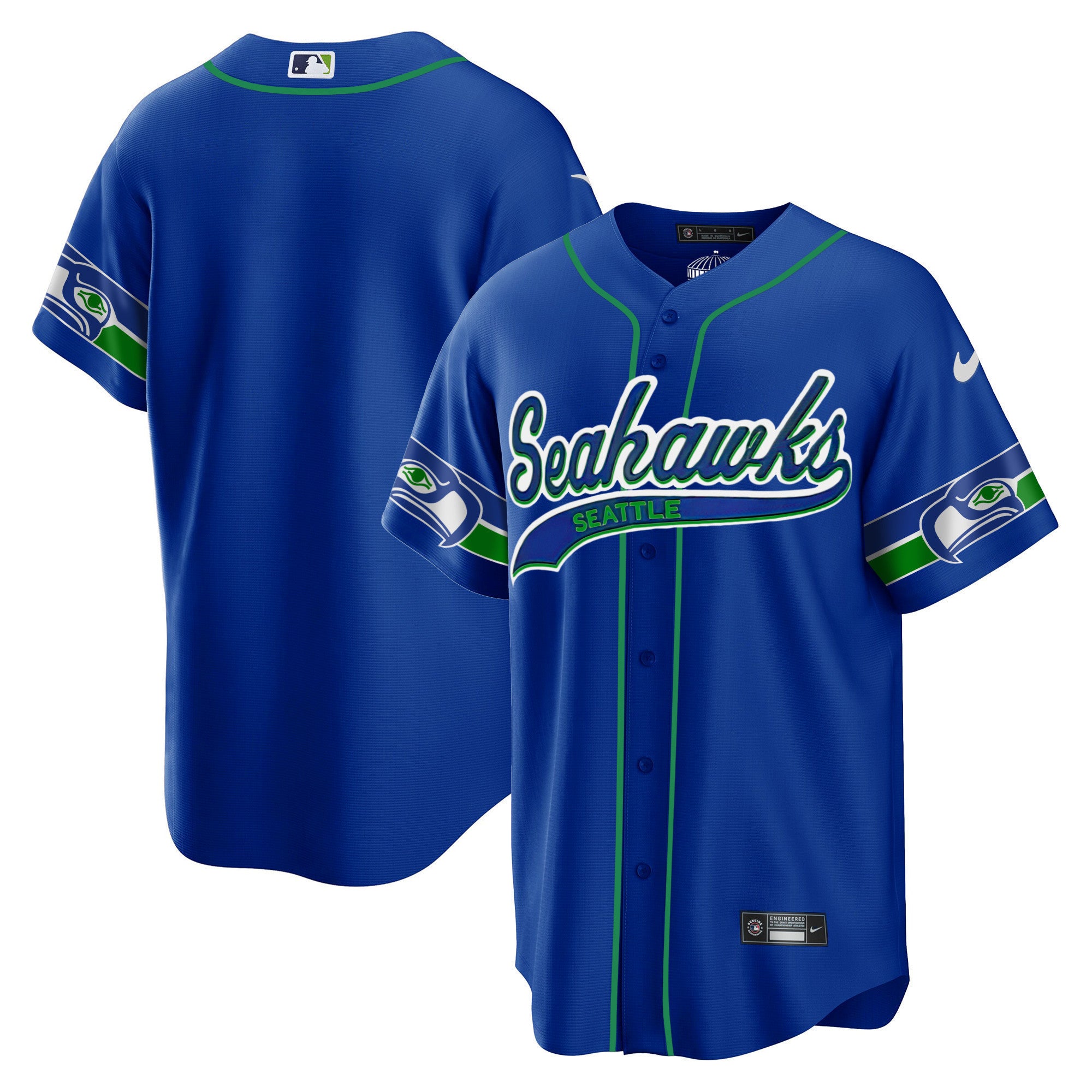Men's Seahawks Throwback & Gold Cool Base Jersey V2 - All Stitched
