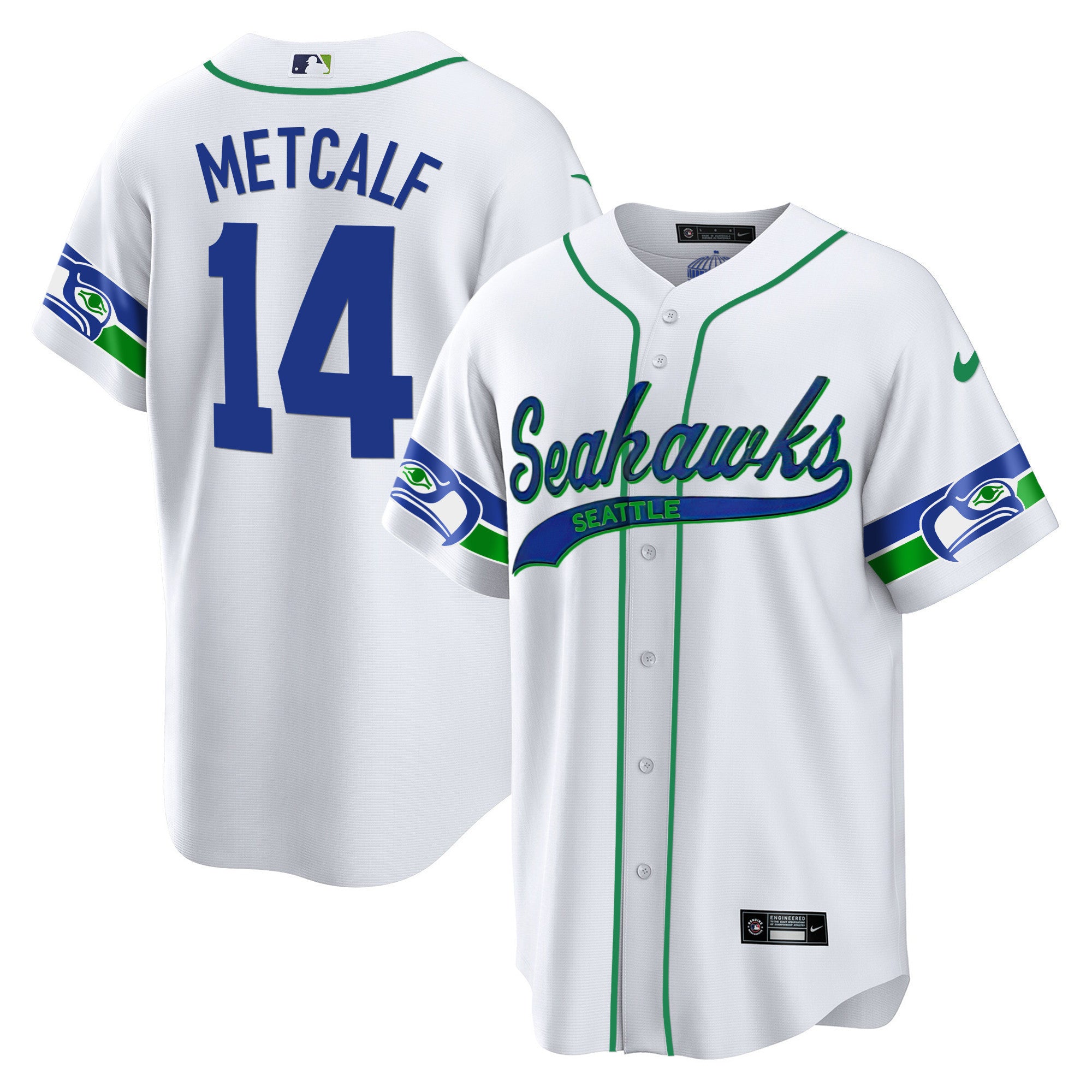 Men's Seahawks Throwback & Gold Cool Base Jersey V2 - All Stitched