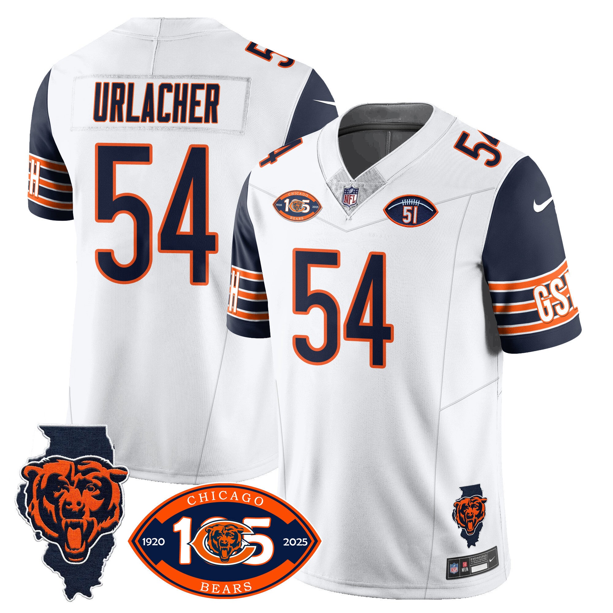 Men's Bears 1920-2025 The Bears Vapor Limited Jersey - All Stitched