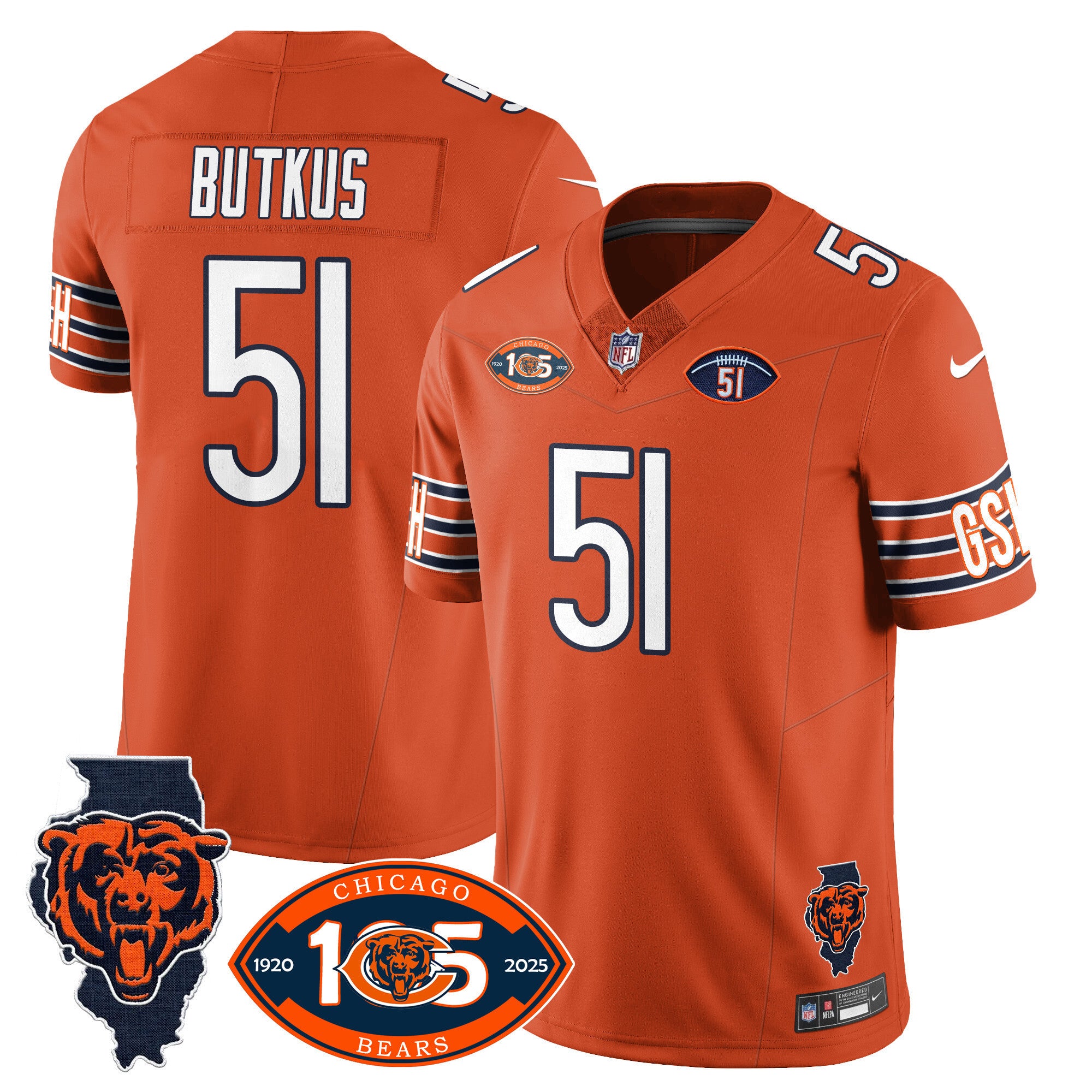 Men's Bears 1920-2025 The Bears Vapor Limited Jersey - All Stitched