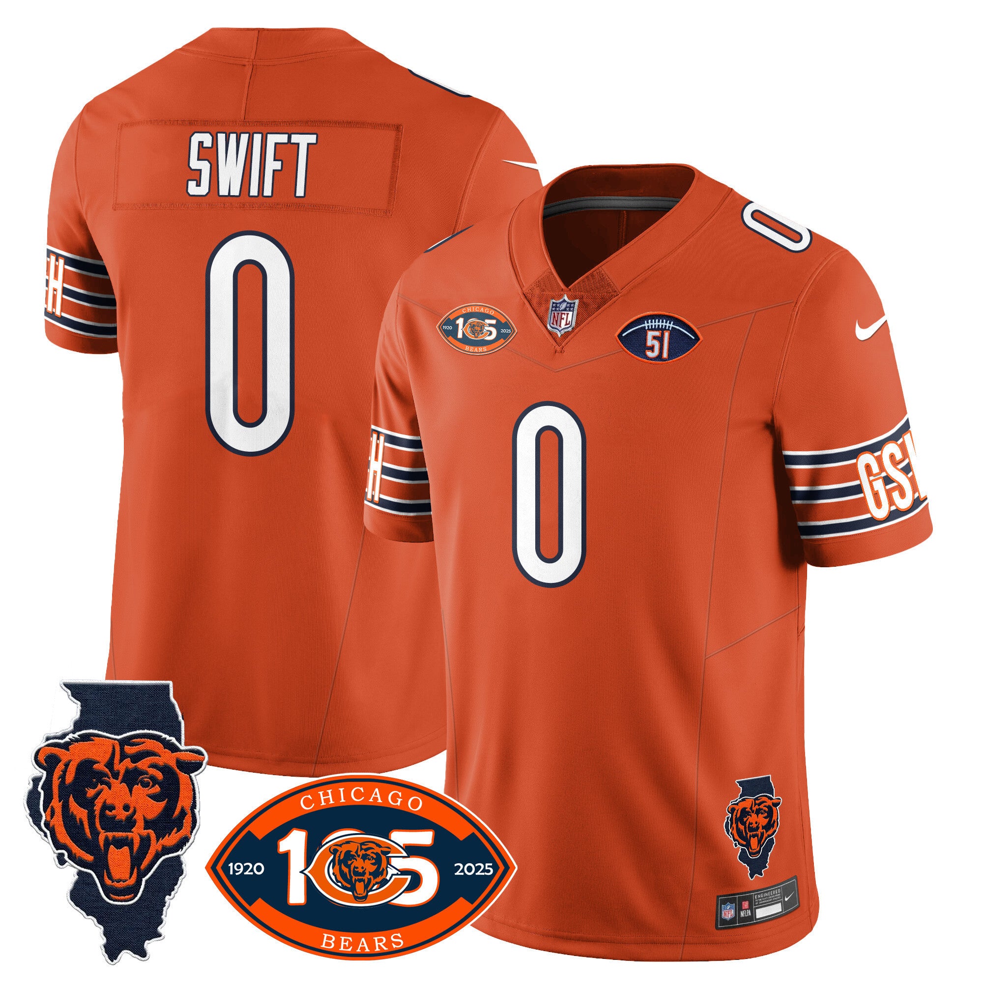 Men's Bears 1920-2025 The Bears Vapor Limited Jersey - All Stitched