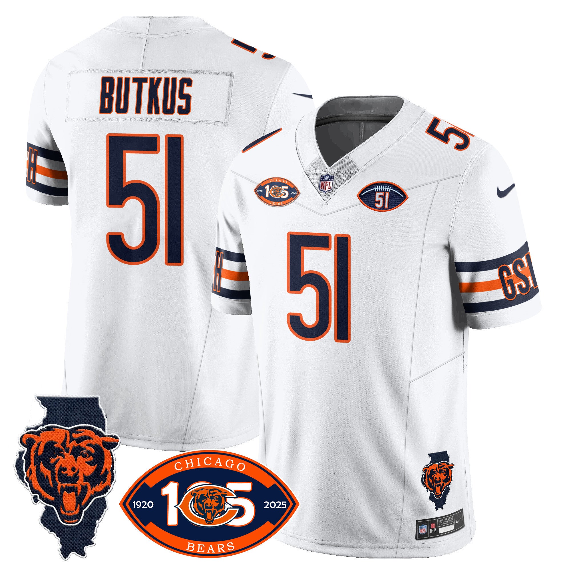 Men's Bears 1920-2025 The Bears Vapor Limited Jersey - All Stitched