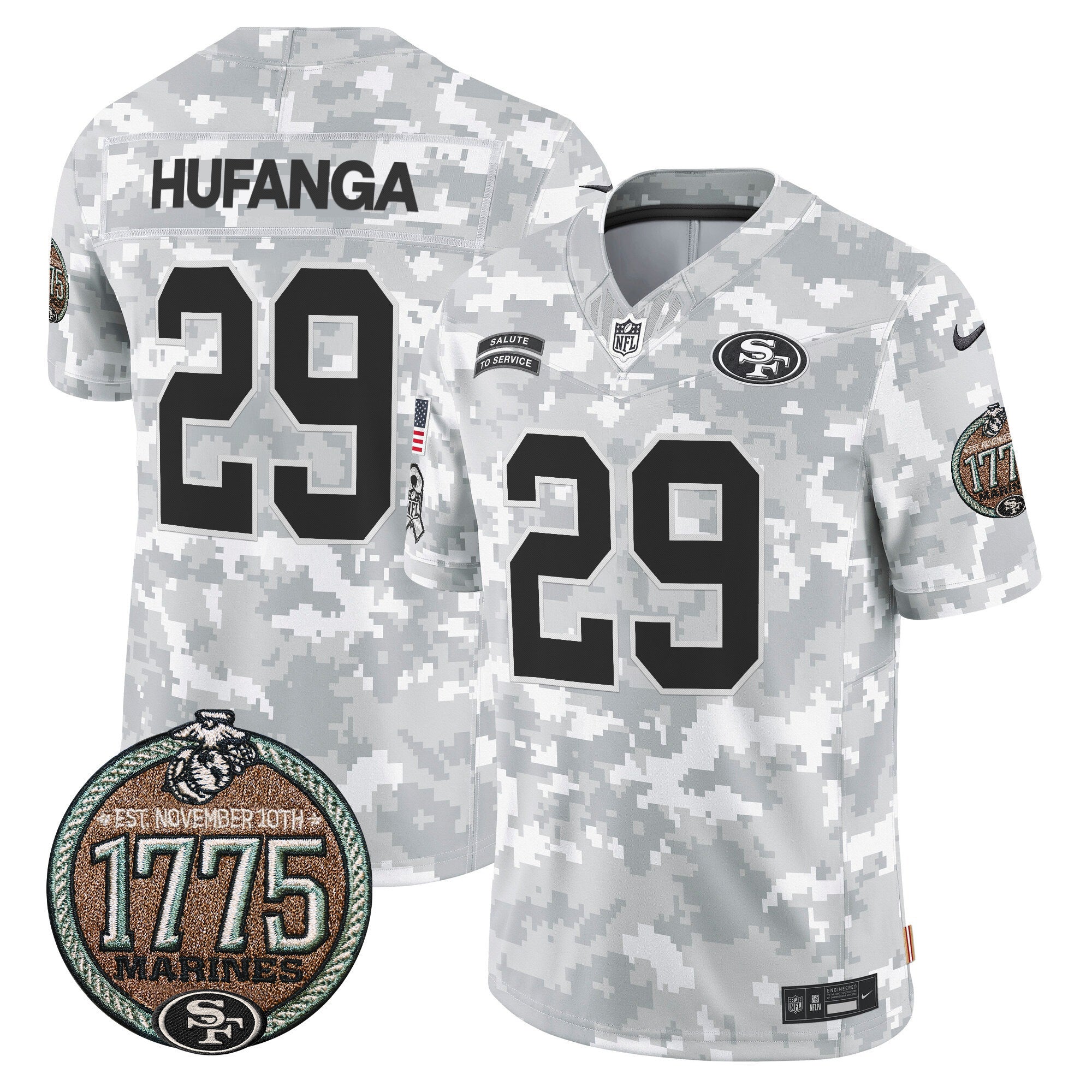 Men's 49ers 2024 Salute to Service Establishment Year Patch Vapor Limited Jersey - All Stitched