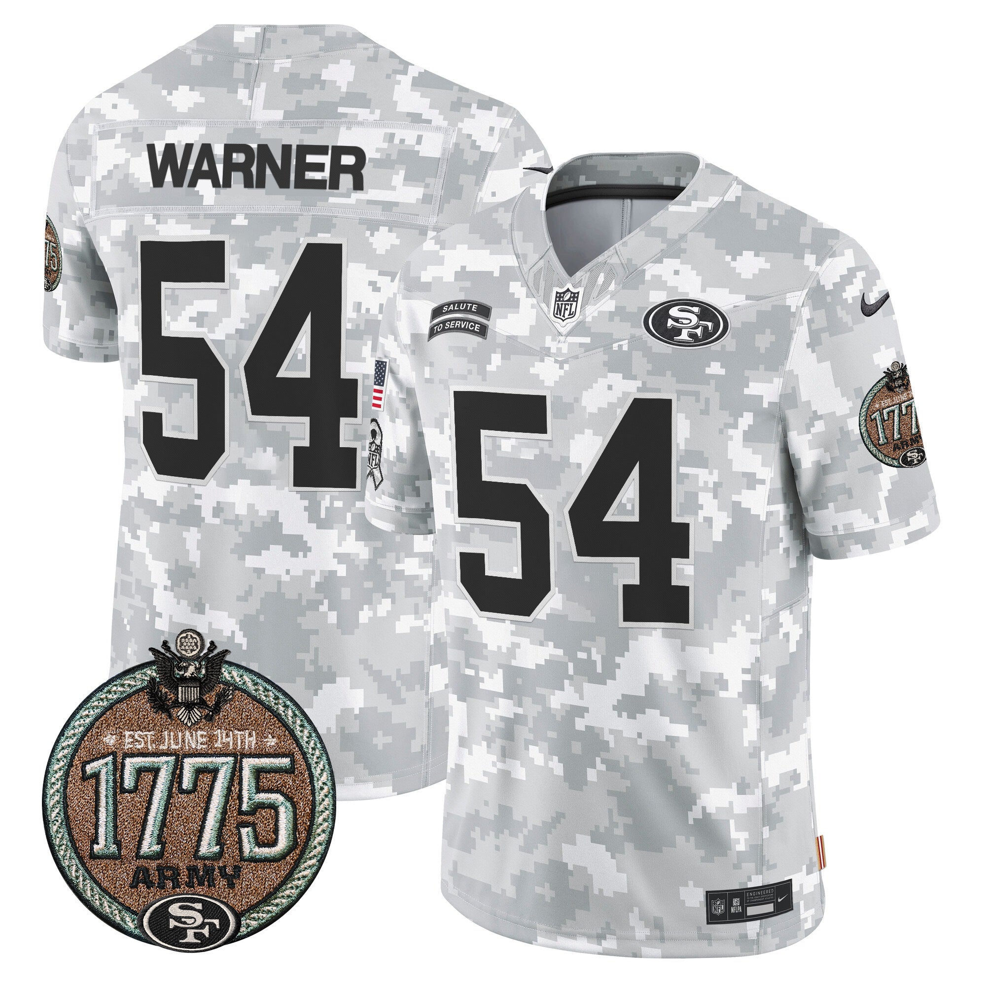 Men's 49ers 2024 Salute to Service Establishment Year Patch Vapor Limited Jersey - All Stitched