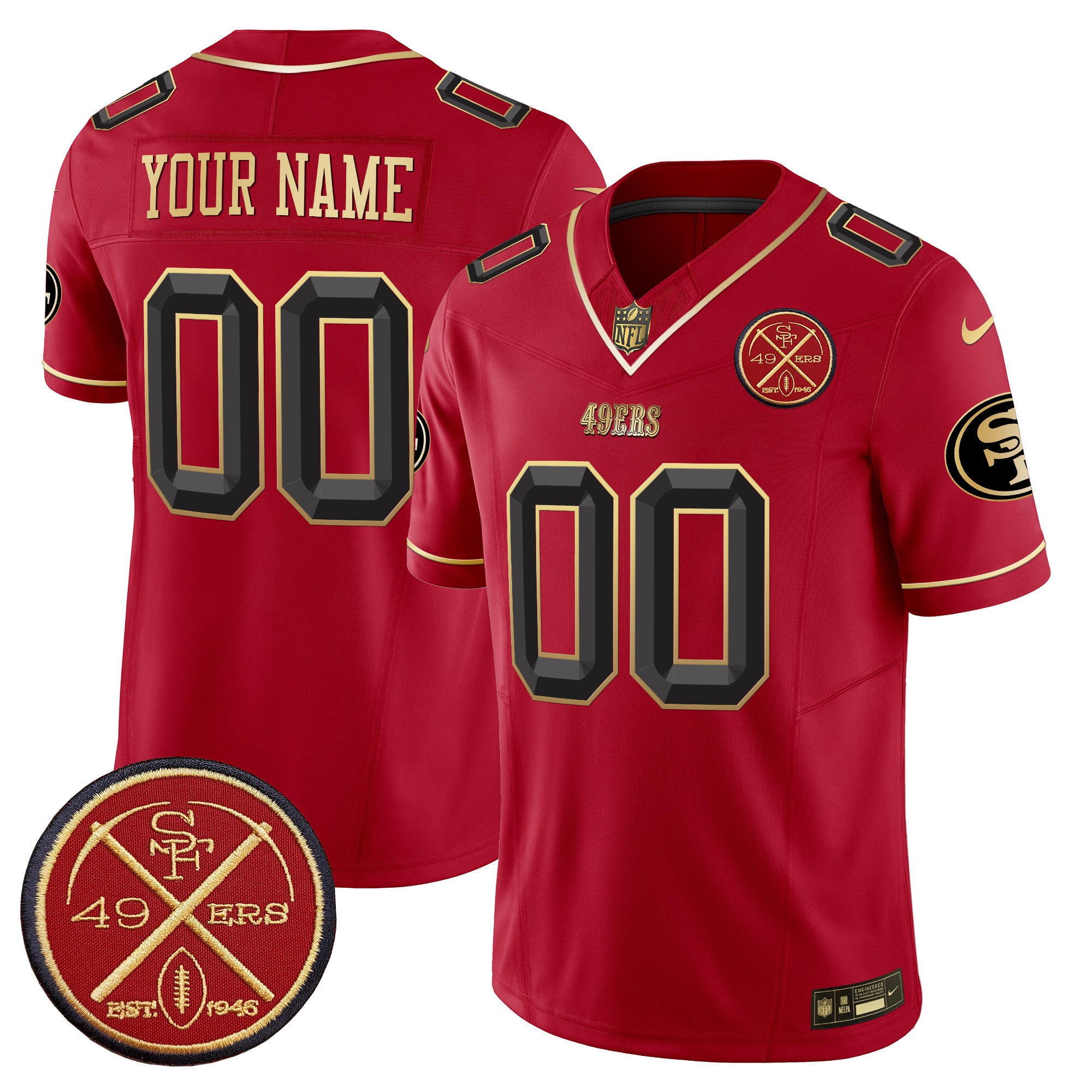 Custom Gender/Name 49ers Est.1946 Patch Vapor Limited Jersey V2 - All Stitched