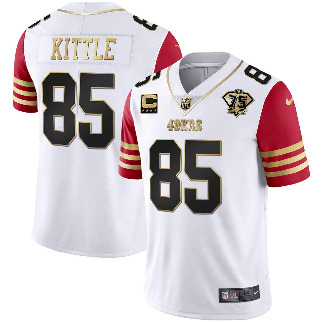 Men's 49ers 75th Anniversary Patch White Gold & Black Gold - All Stitched
