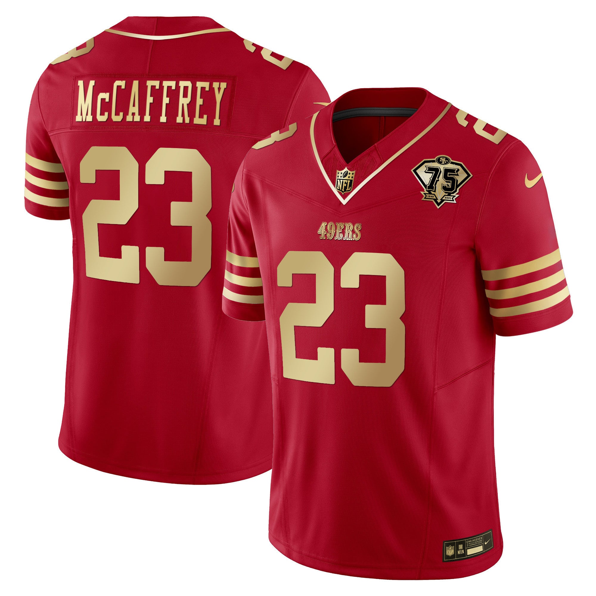 Men's 49ers 2023 Vapor Gold Limited Jersey - All Stitched