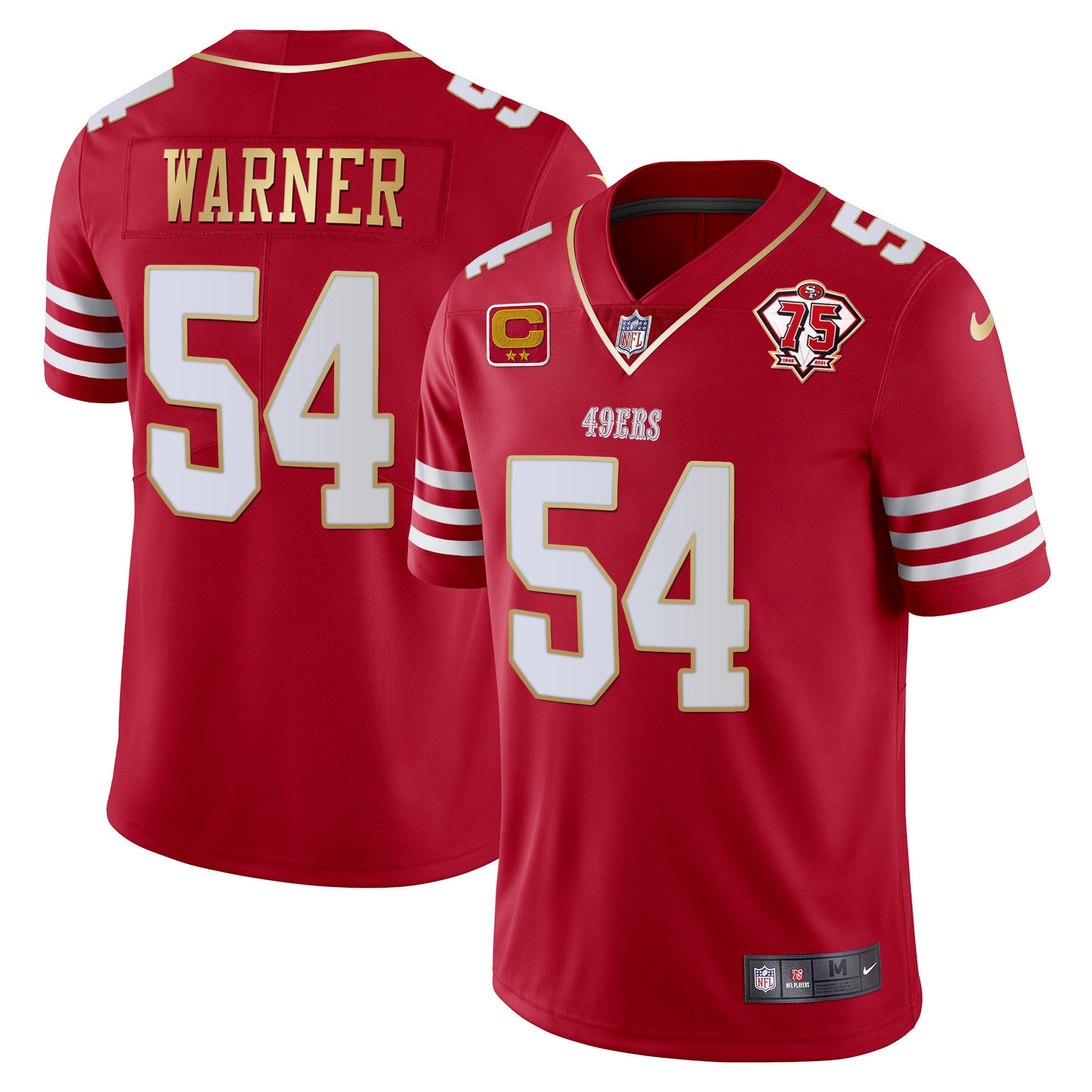 Men's 49ers 75th Anniversary Patch Vapor Gold Jersey Collection - All Stitched 1