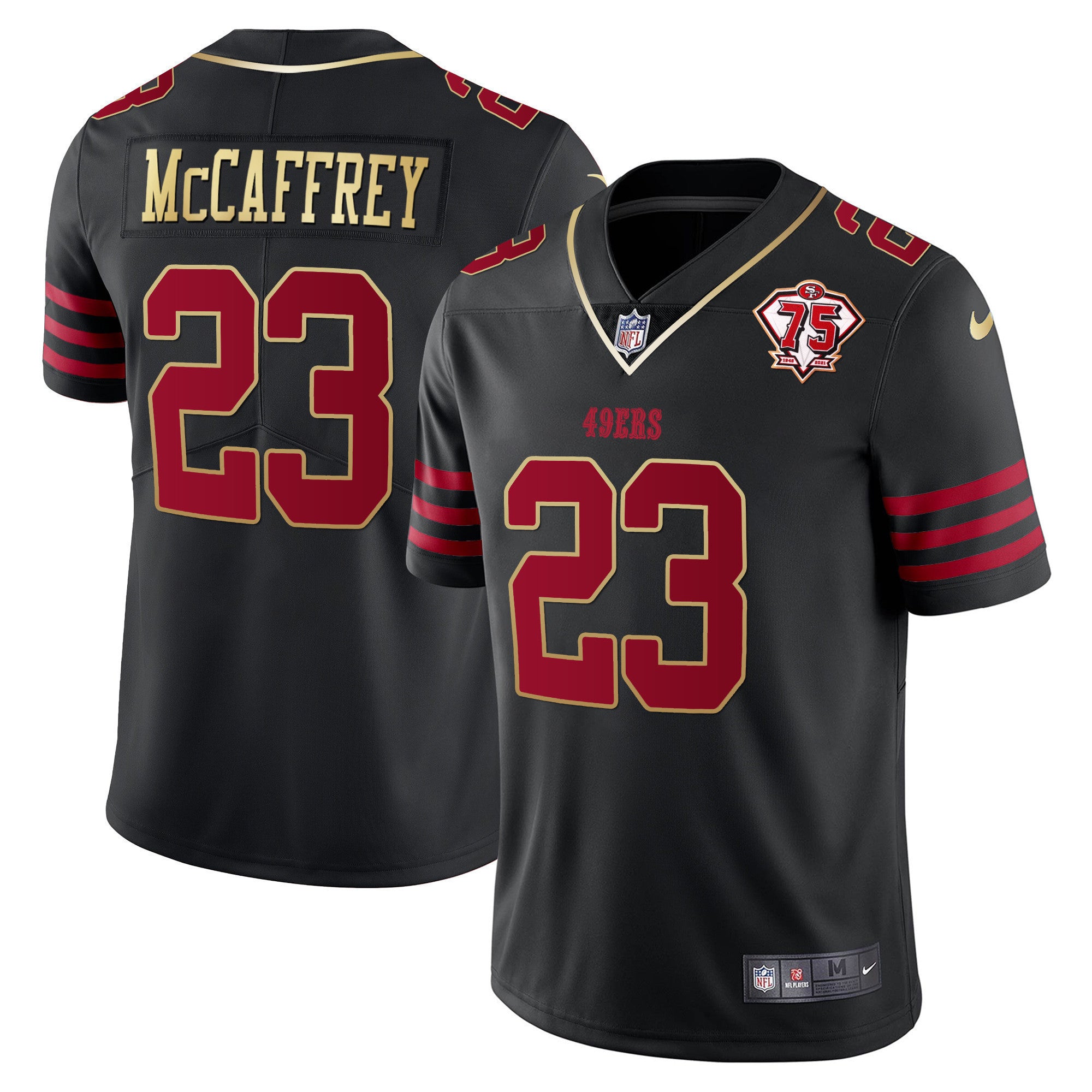 Men's 49ers 75th Anniversary Patch Vapor Gold Jersey Collection - All Stitched 1