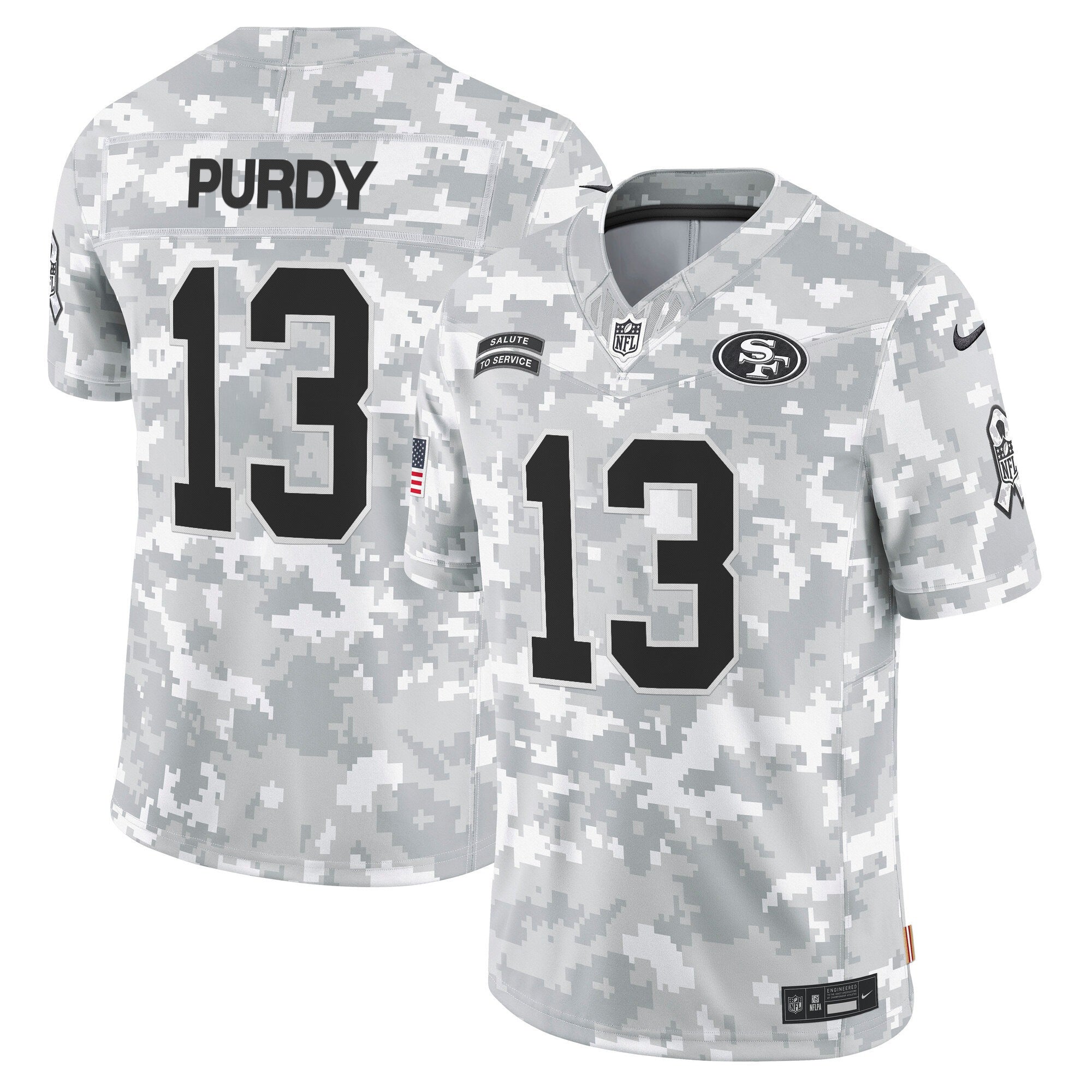 49ers 2024 Salute to Service Vapor Limited Jersey - Arctic Camo - All Stitched