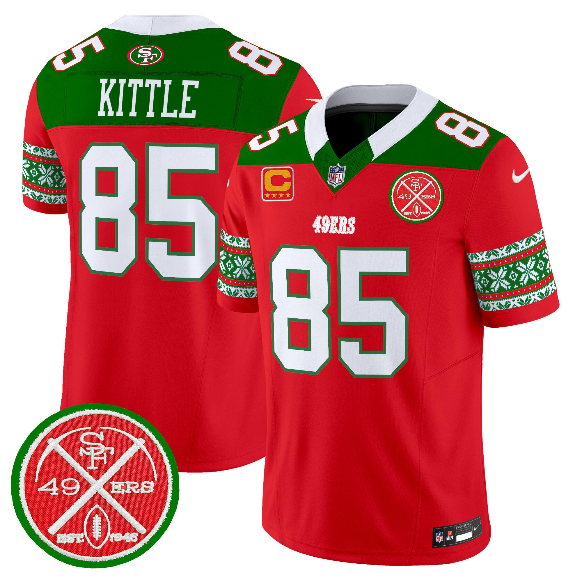 Men's 49ers 2024 Christmas Vapor Limited Jersey - All Stitched