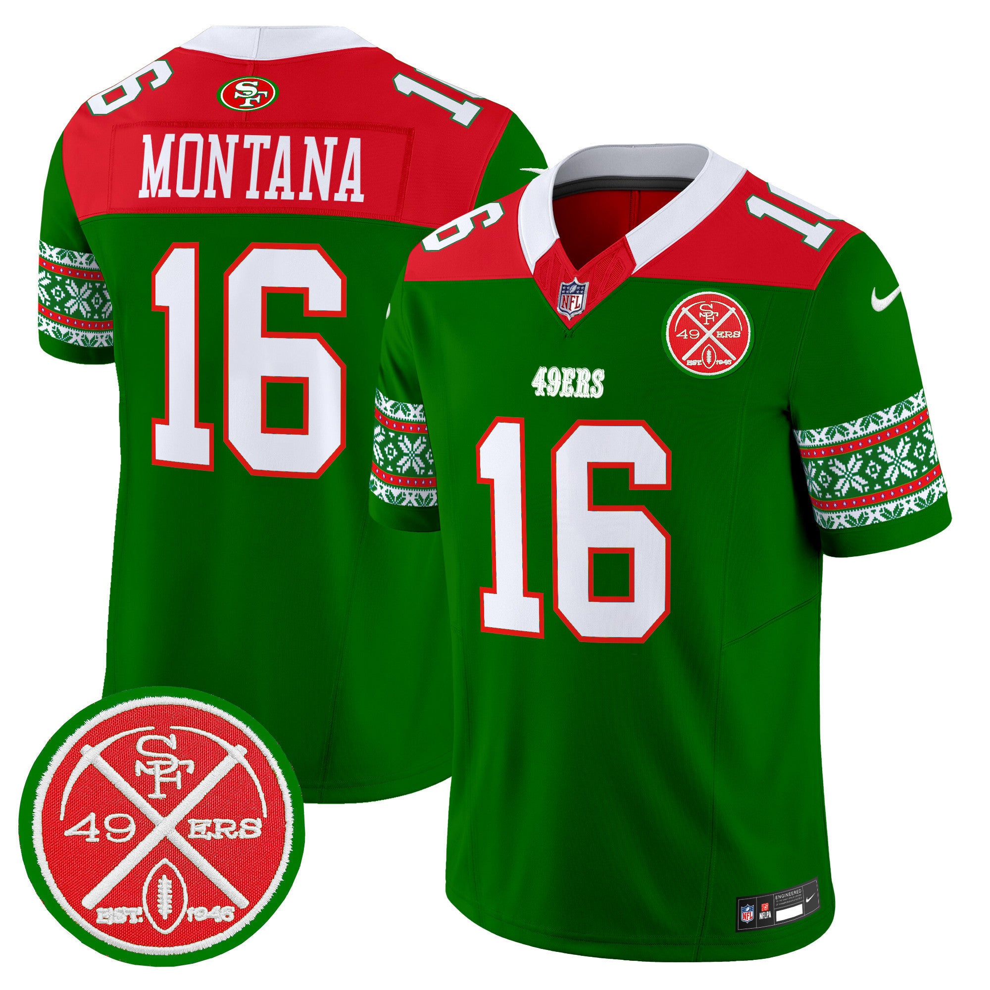 Men's 49ers 2024 Christmas Vapor Limited Jersey - All Stitched