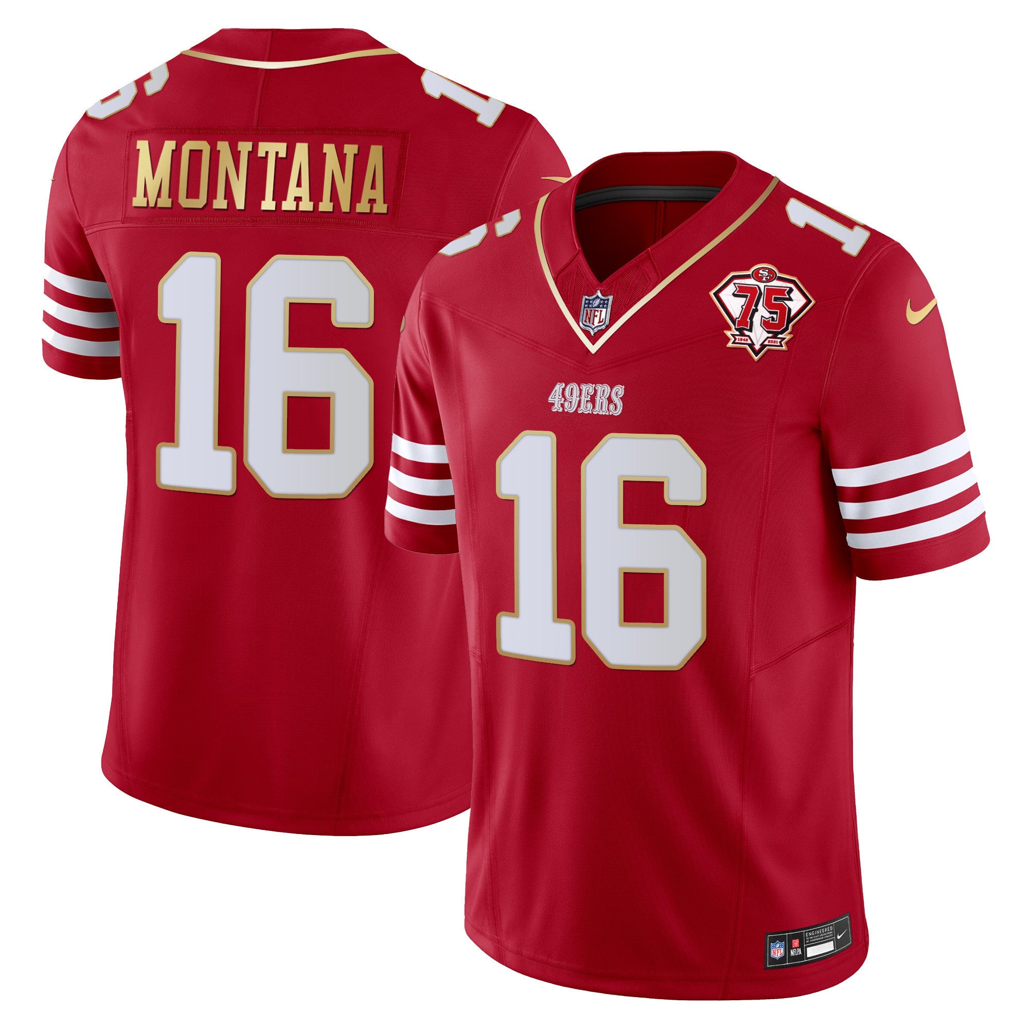 Men's 49ers 2023 Vapor Gold Trim Limited Jersey - All Stitched