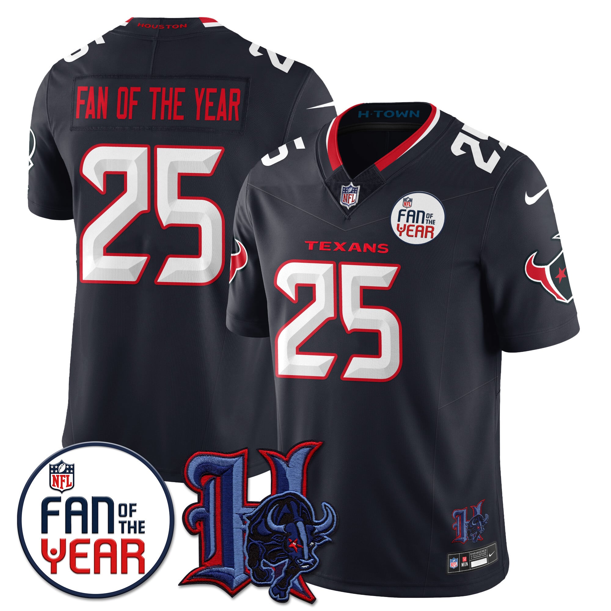 Custom Houston Texans "Fan Of The Year" Jersey - All Stitched