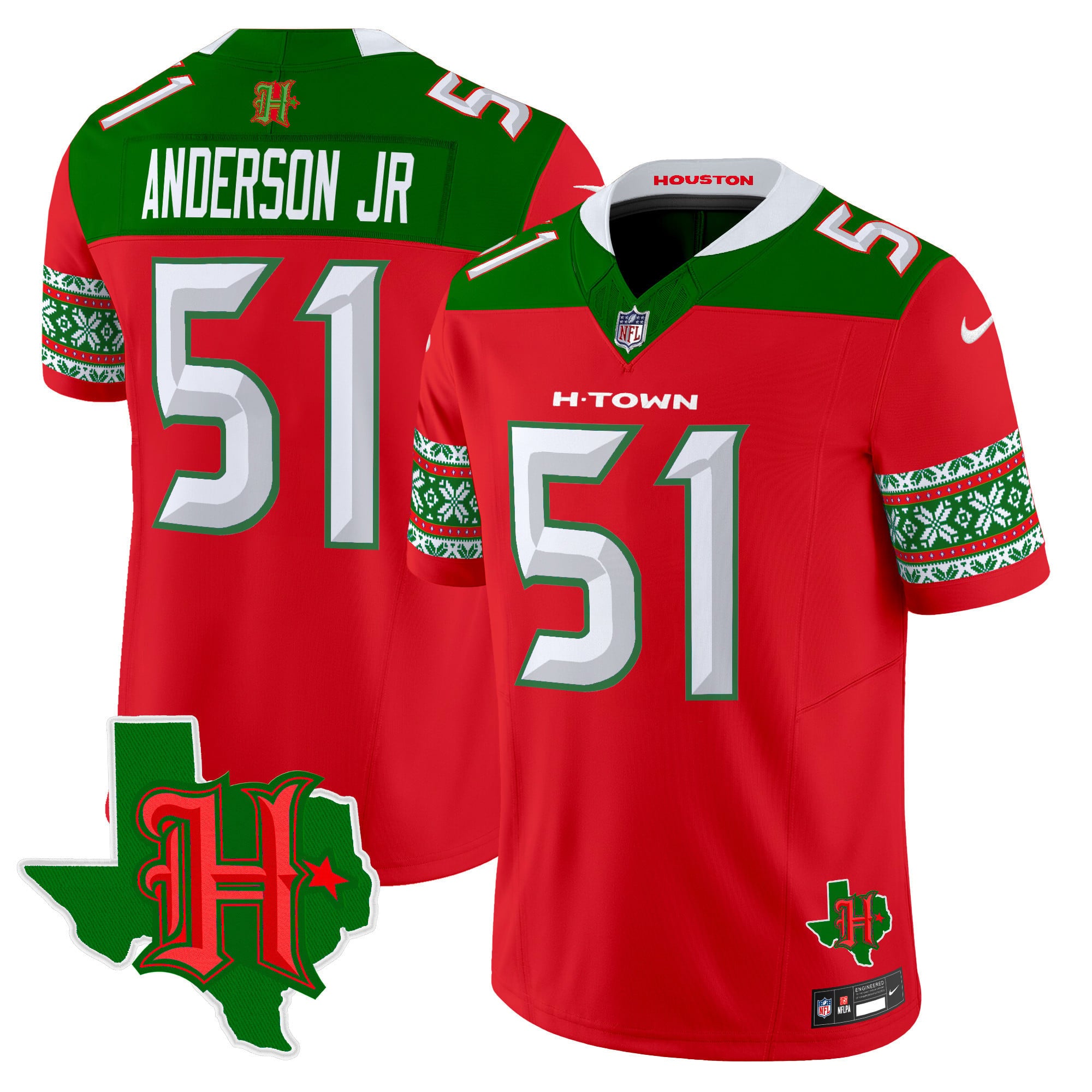 Men's Houston Texans 2024 Christmas Vapor Limited Jersey - All Stitched
