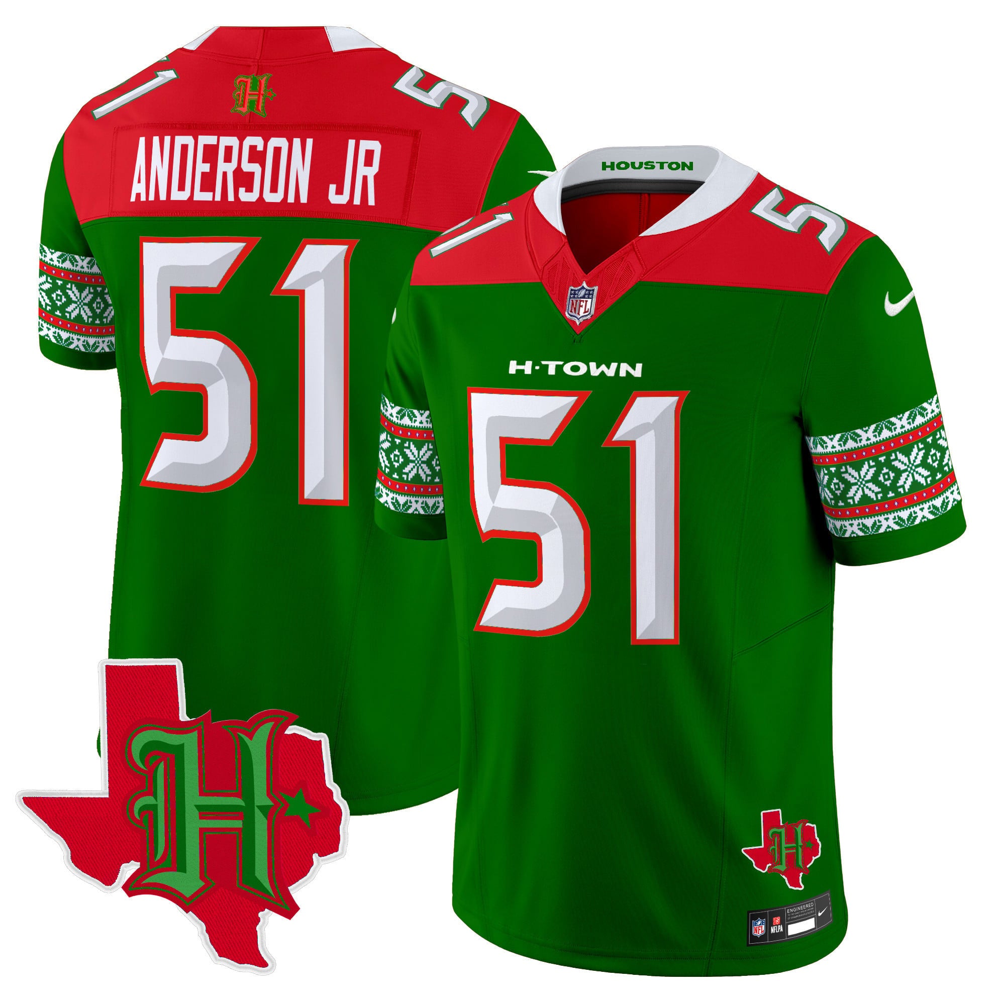 Men's Houston Texans 2024 Christmas Vapor Limited Jersey - All Stitched