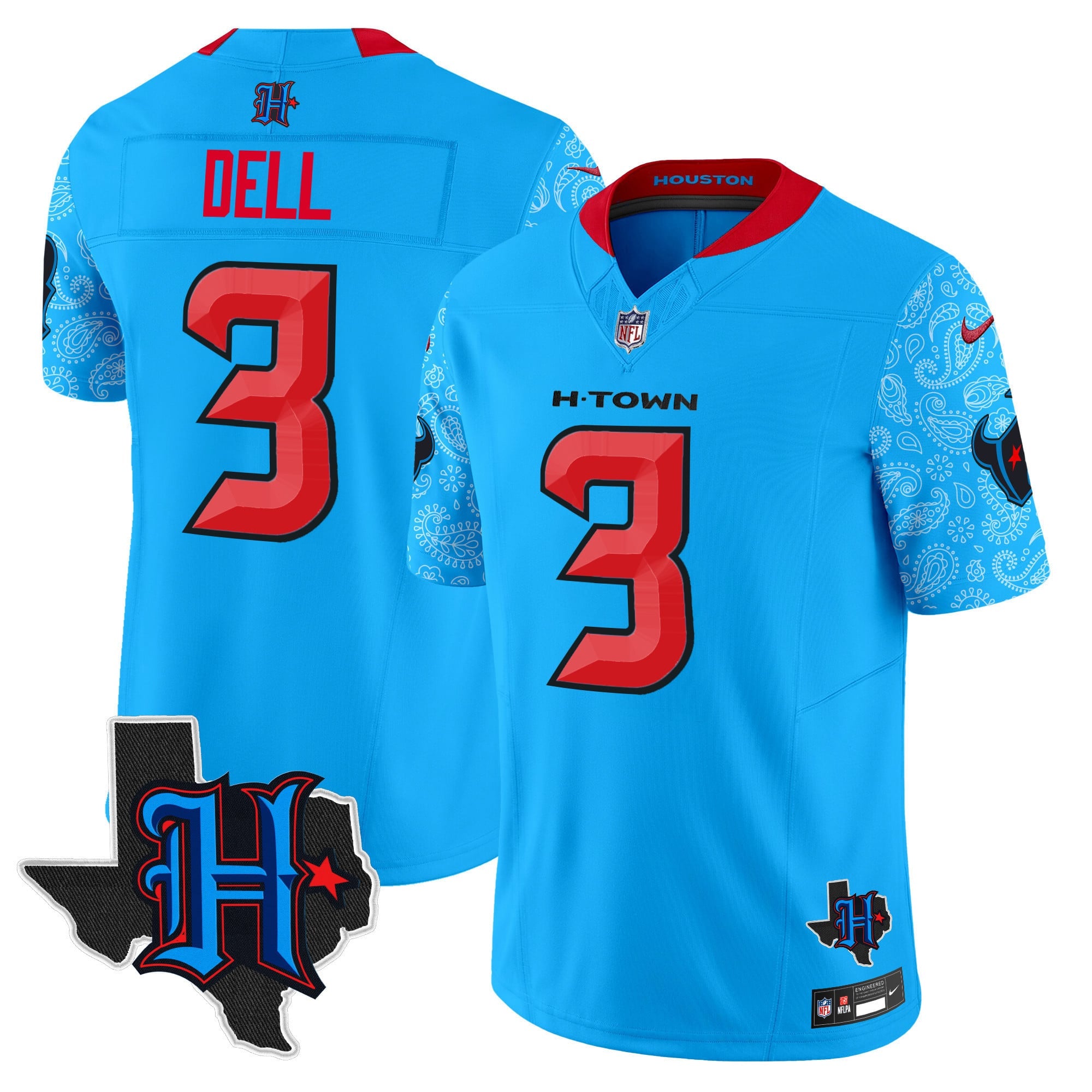 Men's Houston Texans 2024 Texas Patch Vapor Limited Jersey V4 - All Stitched