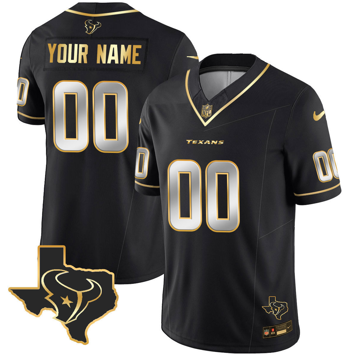 Houston Texans Vapor Limited Custom V8 Jersey - All Stitched