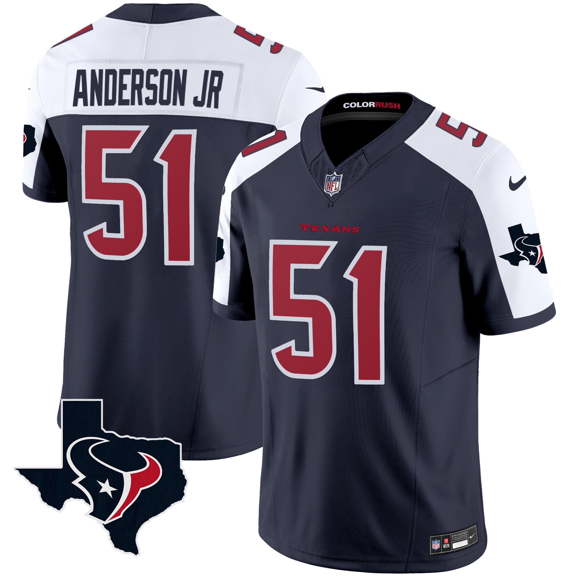 Men's Houston Texans Color Rush Legend Vapor Jersey V2 - All Stitched