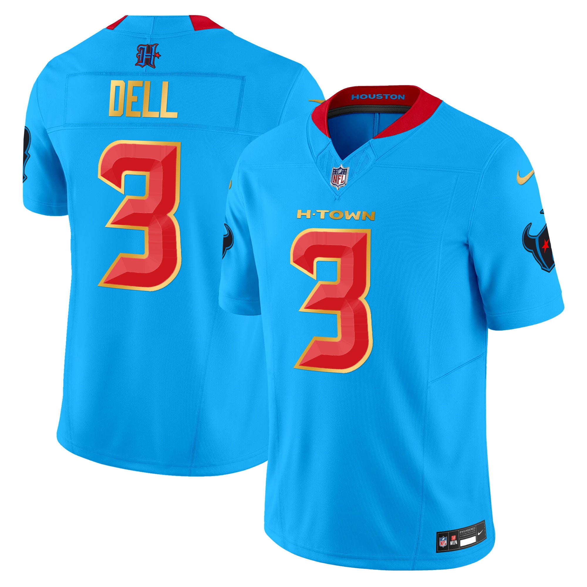 Men's Houston Texans 2024 Gold Trim Vapor Limited Jersey - All Stitched