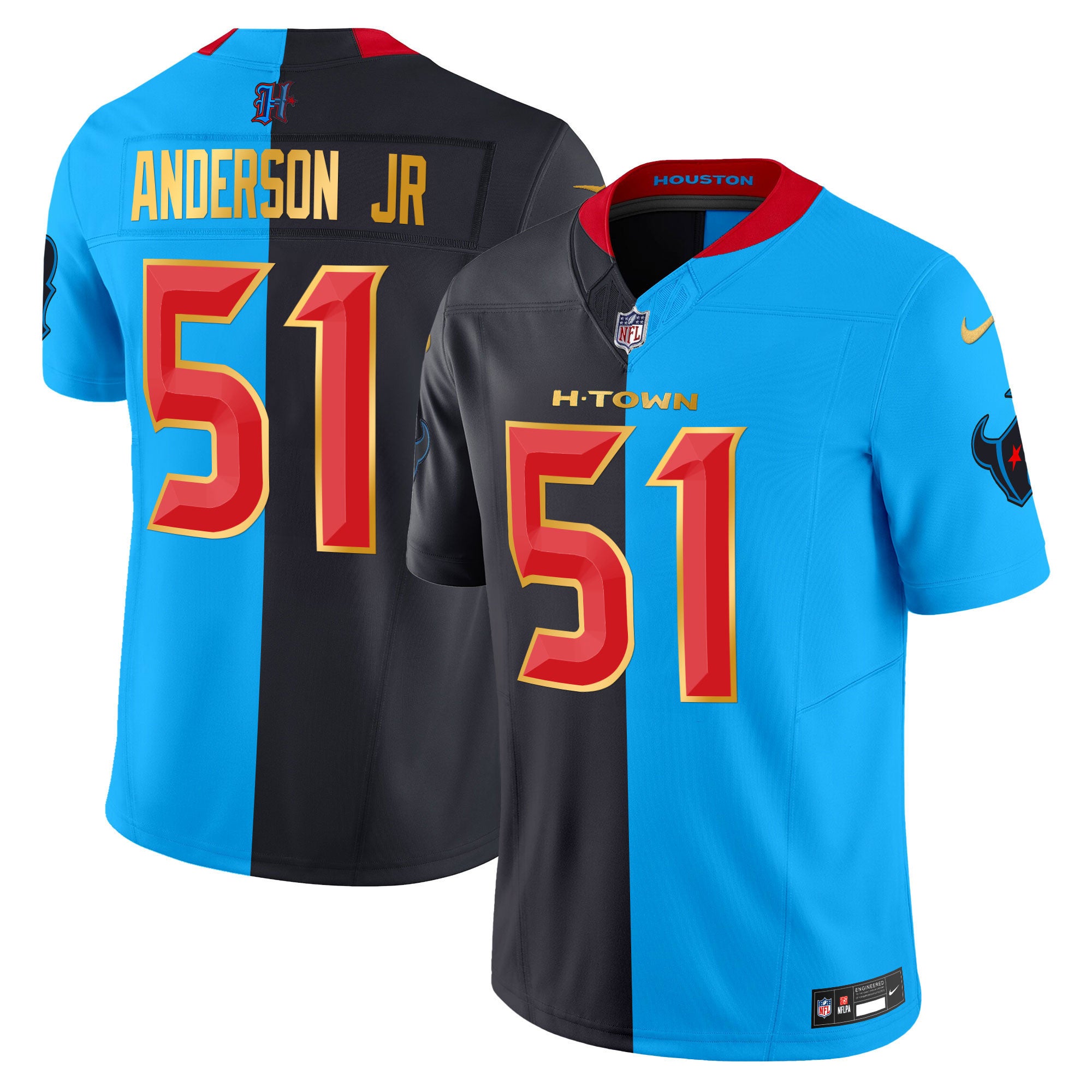 Men's Houston Texans 2024 Gold Trim Vapor Limited Jersey - All Stitched