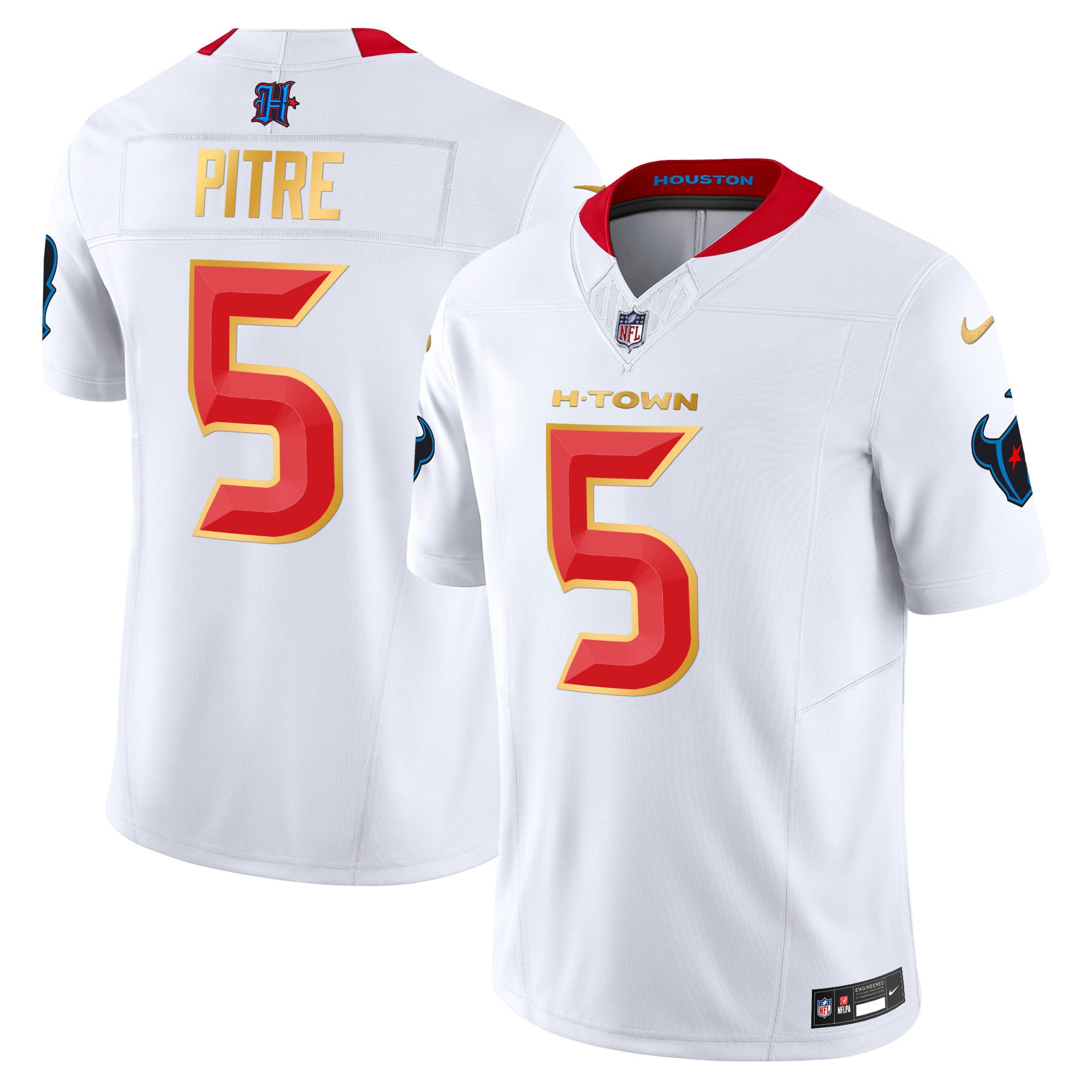 Men's Houston Texans 2024 Gold Trim Vapor Limited Jersey - All Stitched