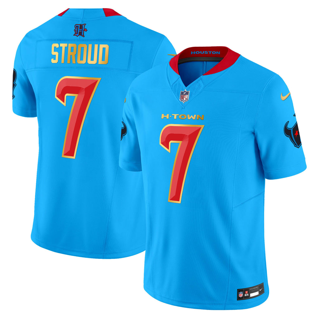 Men's Houston Texans 2024 Gold Trim Vapor Limited Jersey - All Stitched