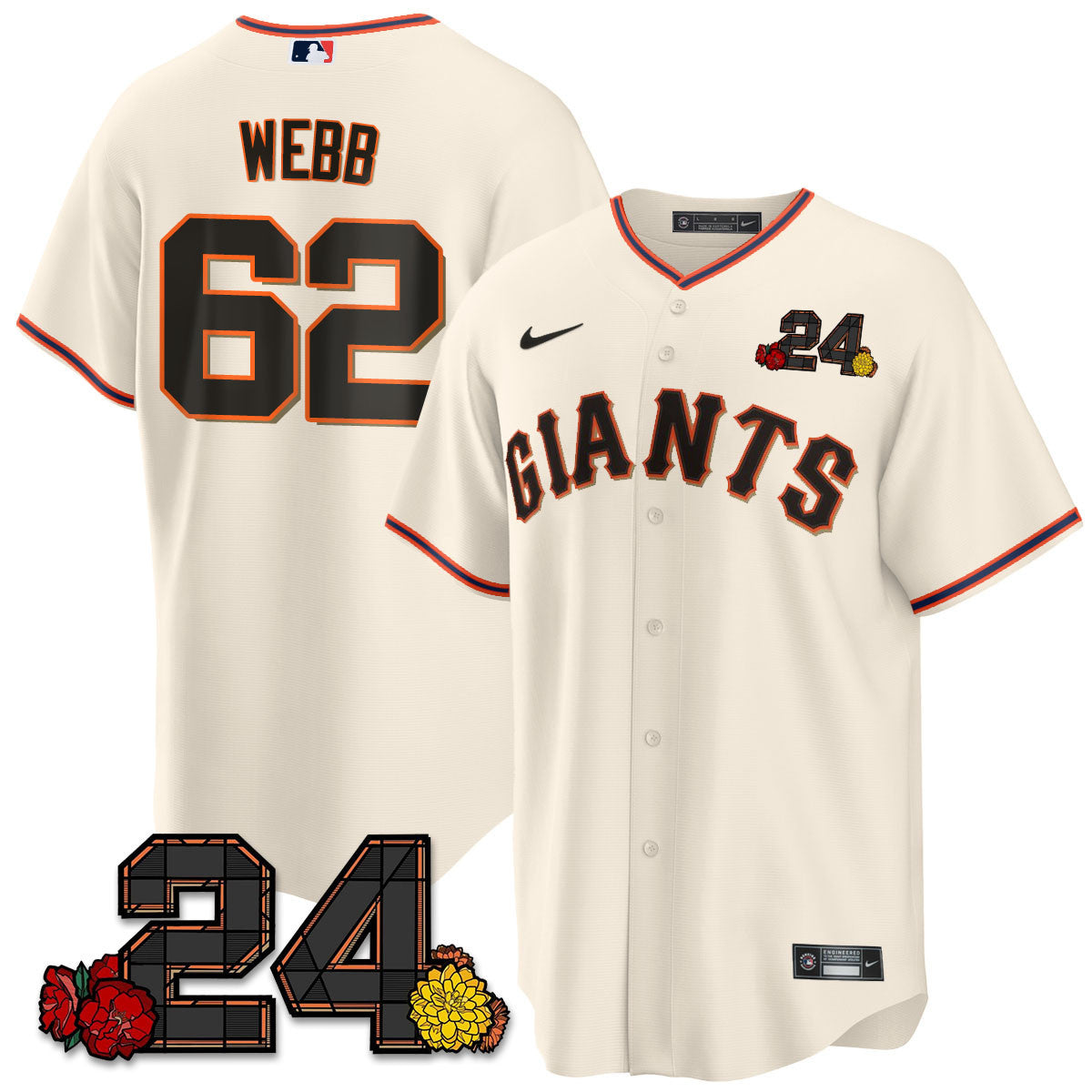 Men's San Francisco Giants 2024 Vapor Premier Limited Jersey - Willie Mays Patch