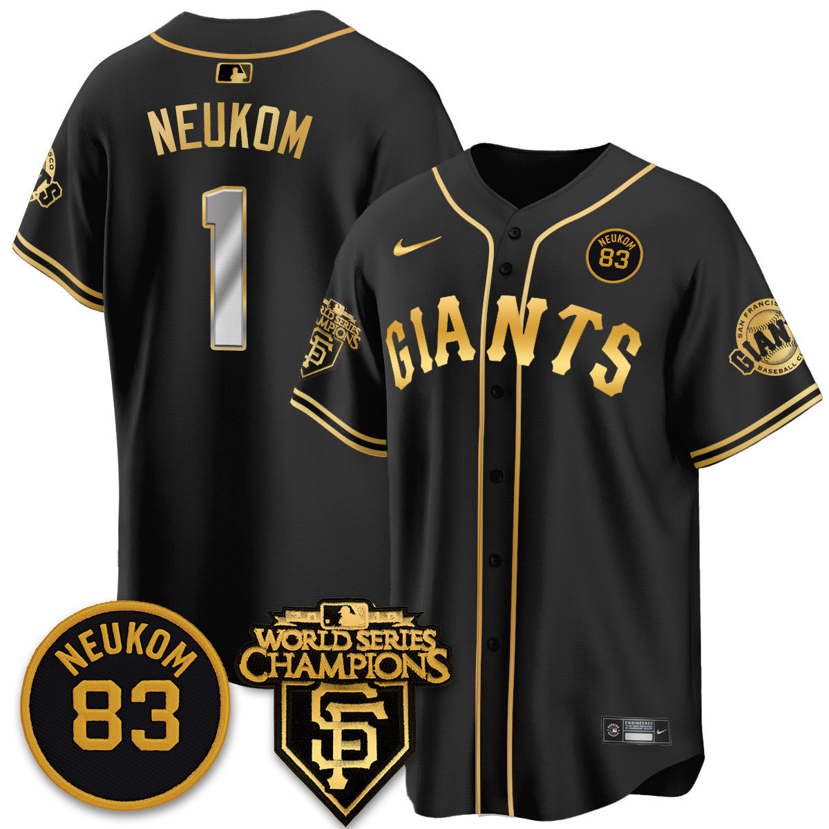 Men's Giants Bill Neukom Memories Jersey - 2010 World Series Champions - All Stitched