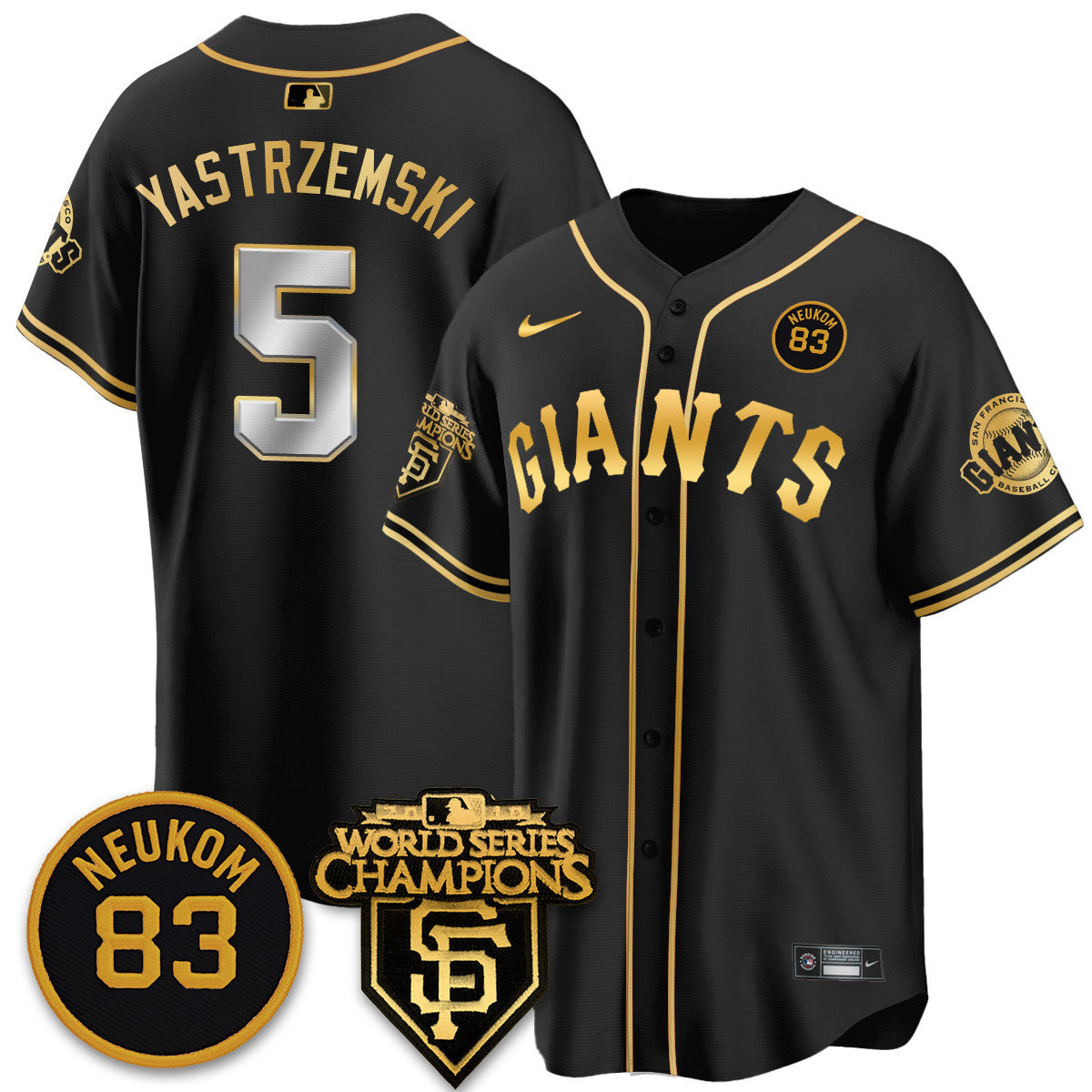 Men's Giants Bill Neukom Memories Jersey - 2010 World Series Champions - All Stitched