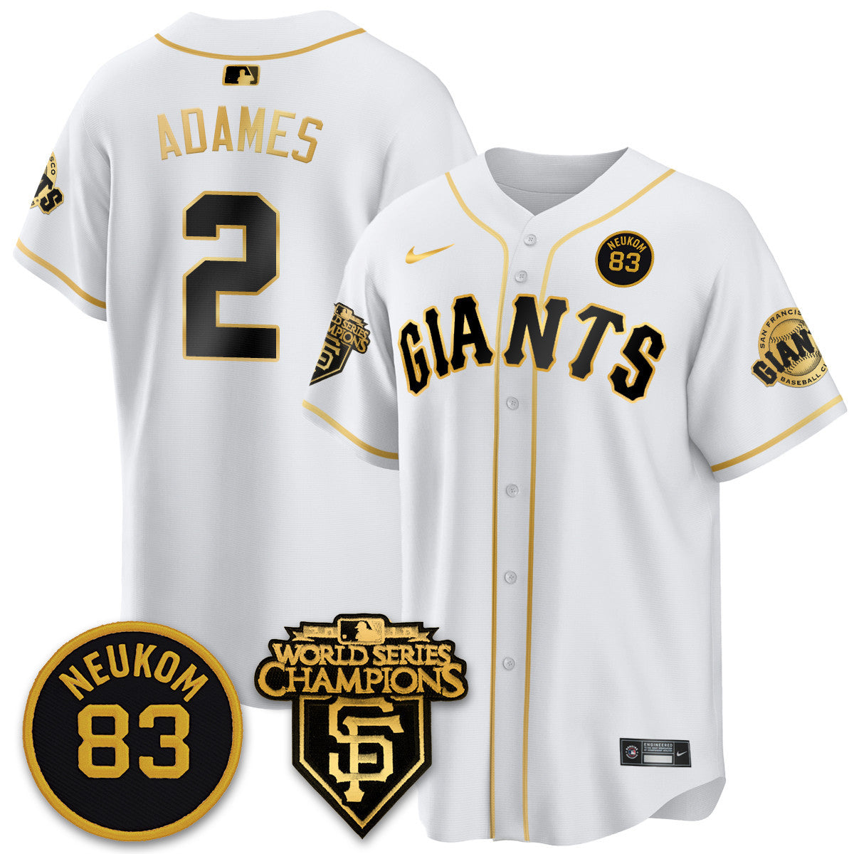 Men's Giants Bill Neukom Memories Jersey - 2010 World Series Champions - All Stitched
