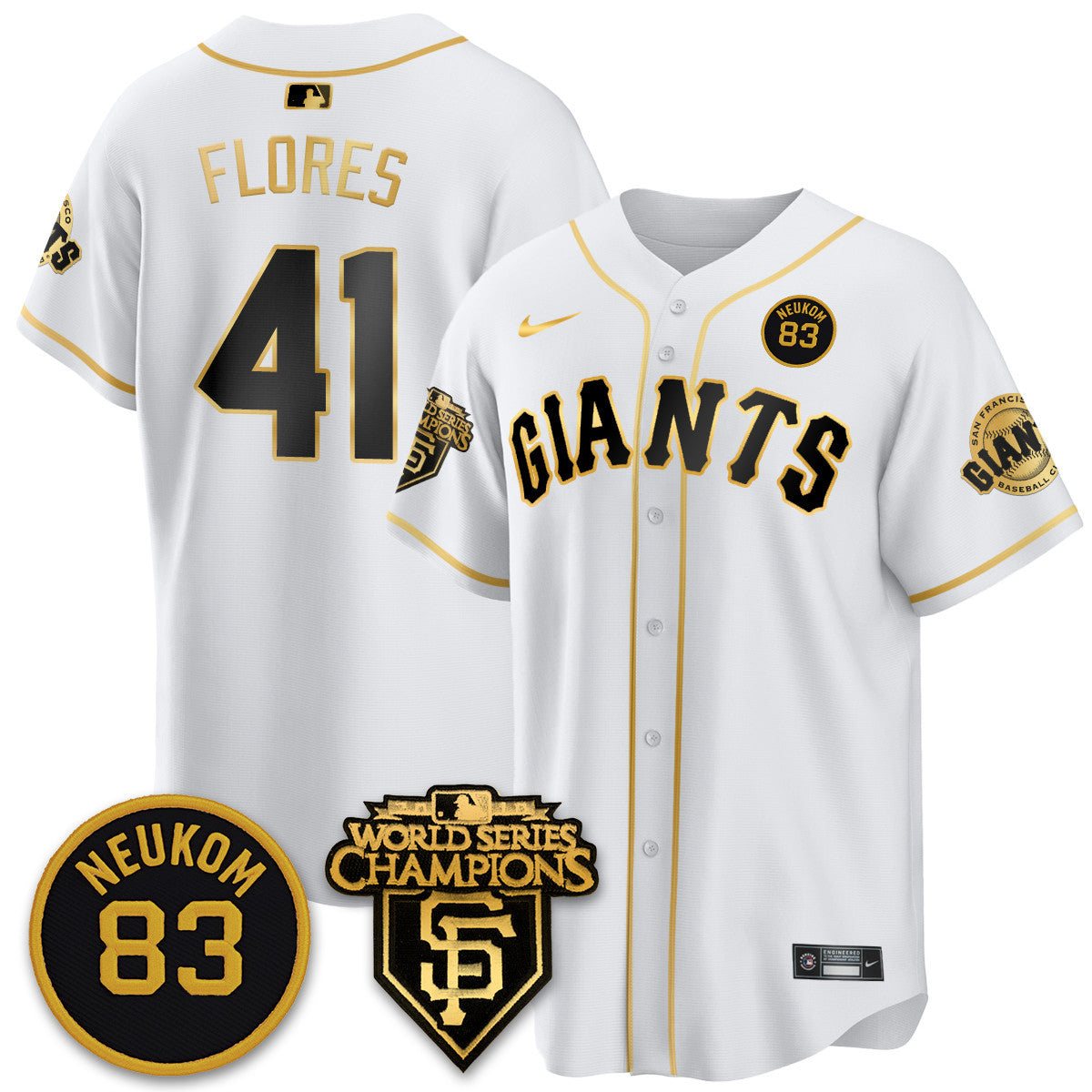 Men's Giants Bill Neukom Memories Jersey - 2010 World Series Champions - All Stitched