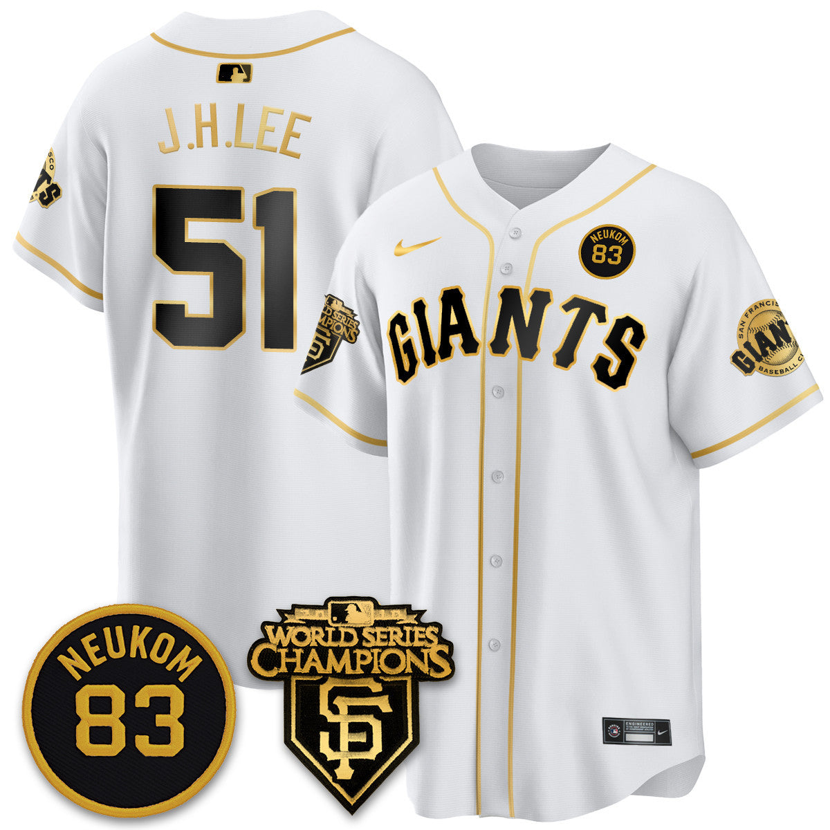 Men's Giants Bill Neukom Memories Jersey - 2010 World Series Champions - All Stitched
