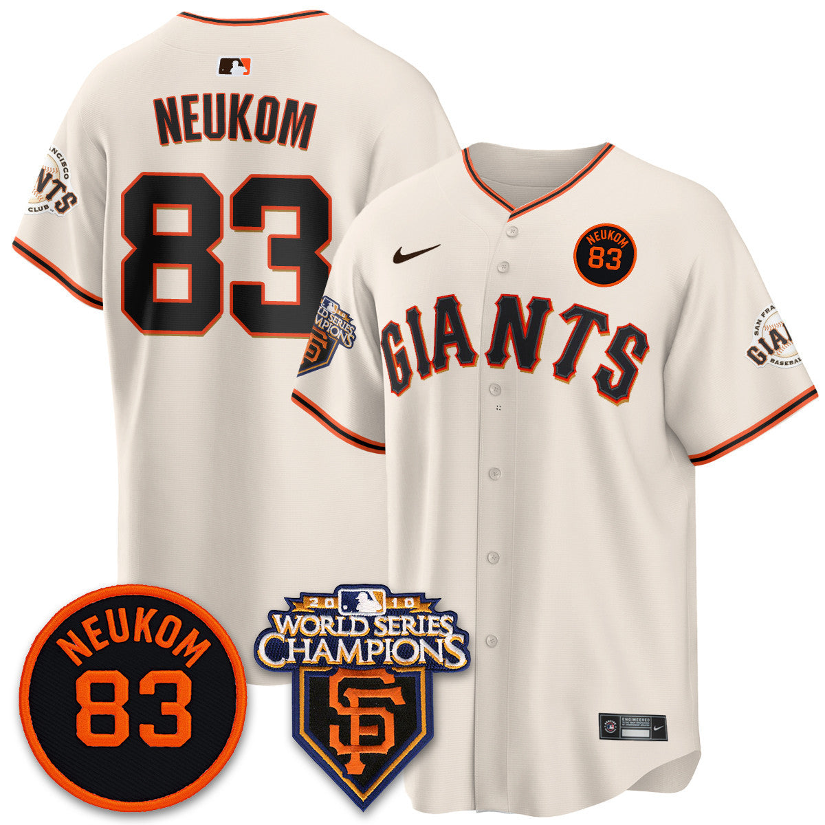 Men's Giants Bill Neukom Memories Jersey - 2010 World Series Champions - All Stitched