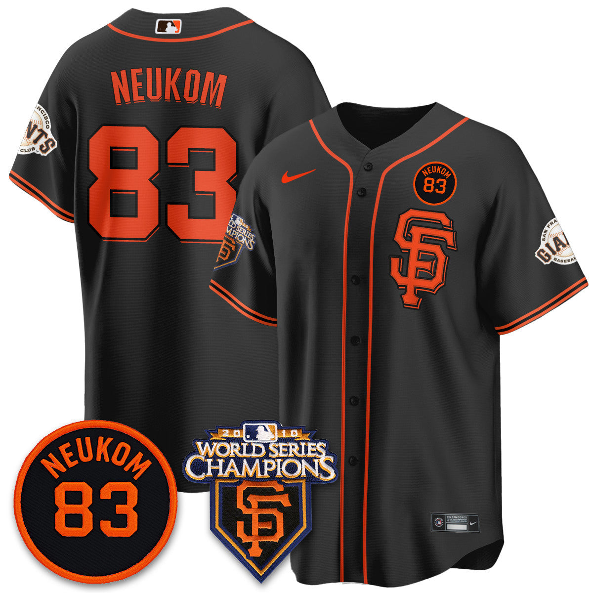 Men's Giants Bill Neukom Memories Jersey - 2010 World Series Champions - All Stitched