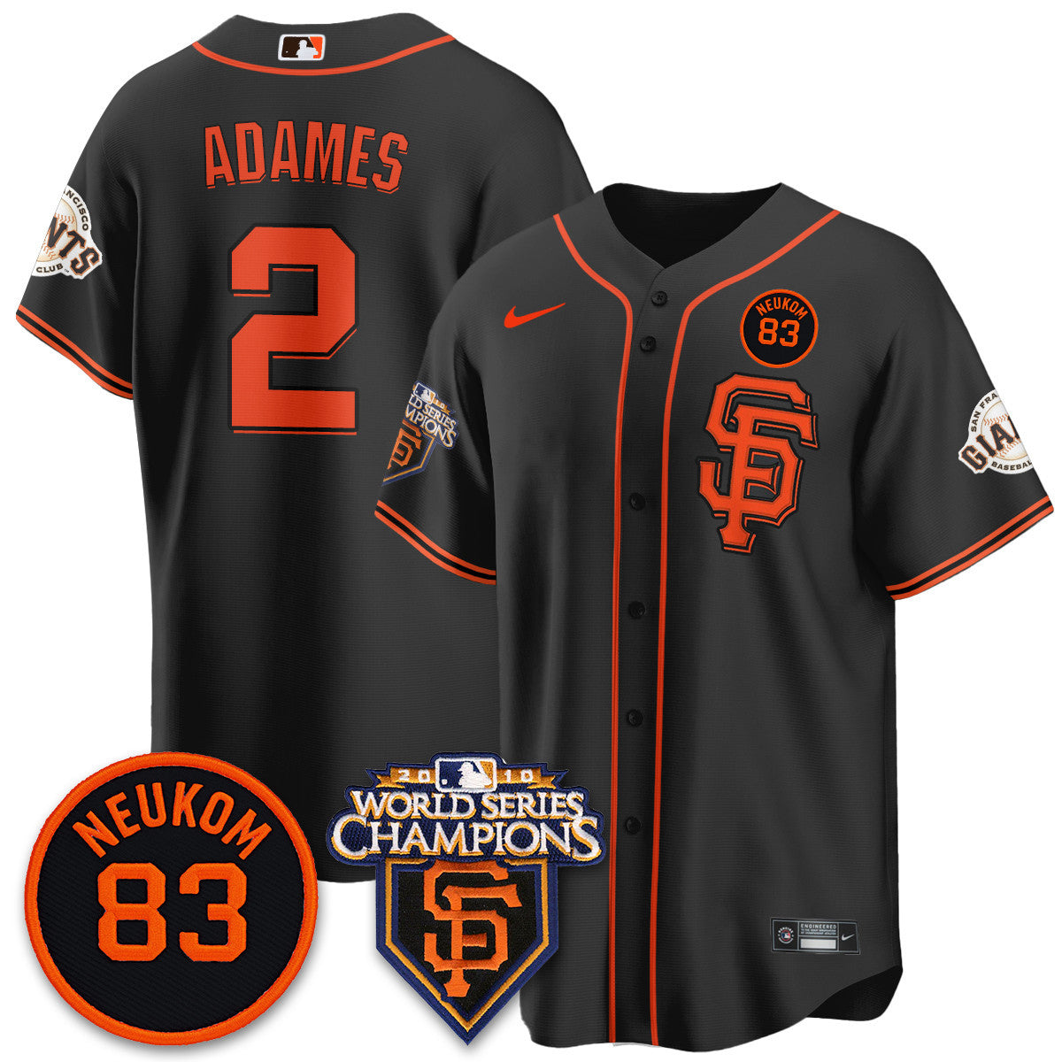 Men's Giants Bill Neukom Memories Jersey - 2010 World Series Champions - All Stitched