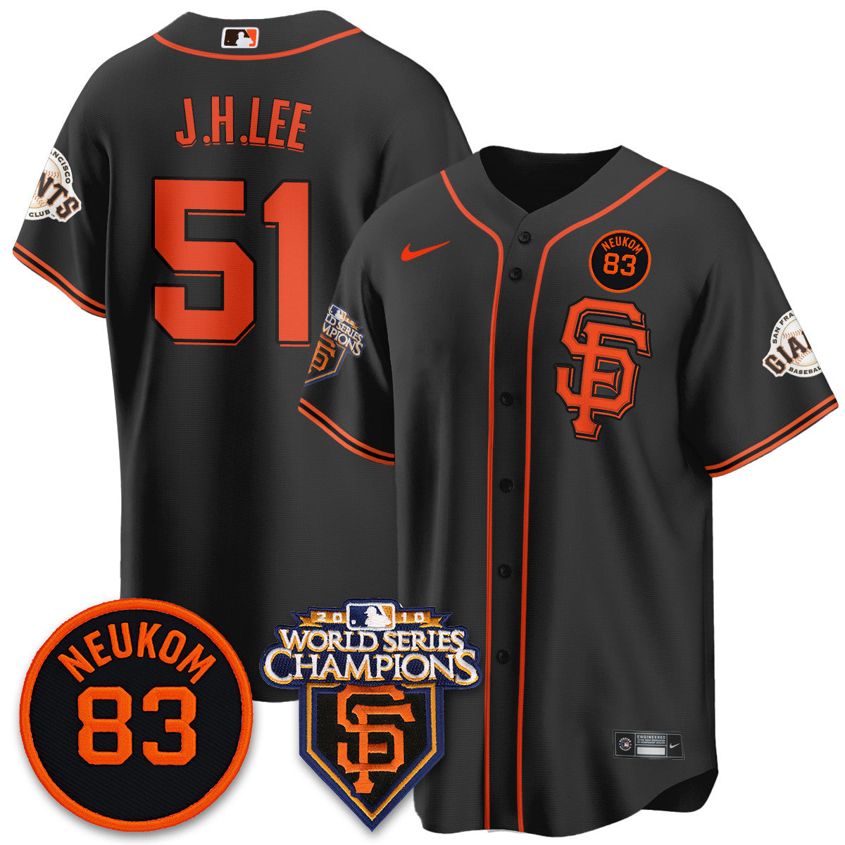 Men's Giants Bill Neukom Memories Jersey - 2010 World Series Champions - All Stitched