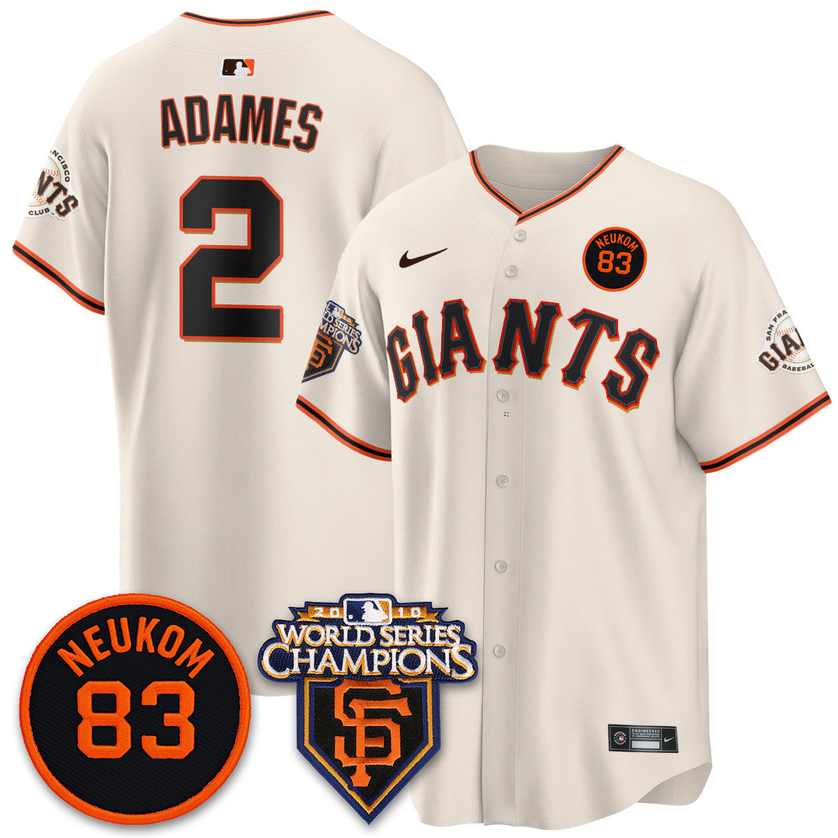 Men's Giants Bill Neukom Memories Jersey - 2010 World Series Champions - All Stitched