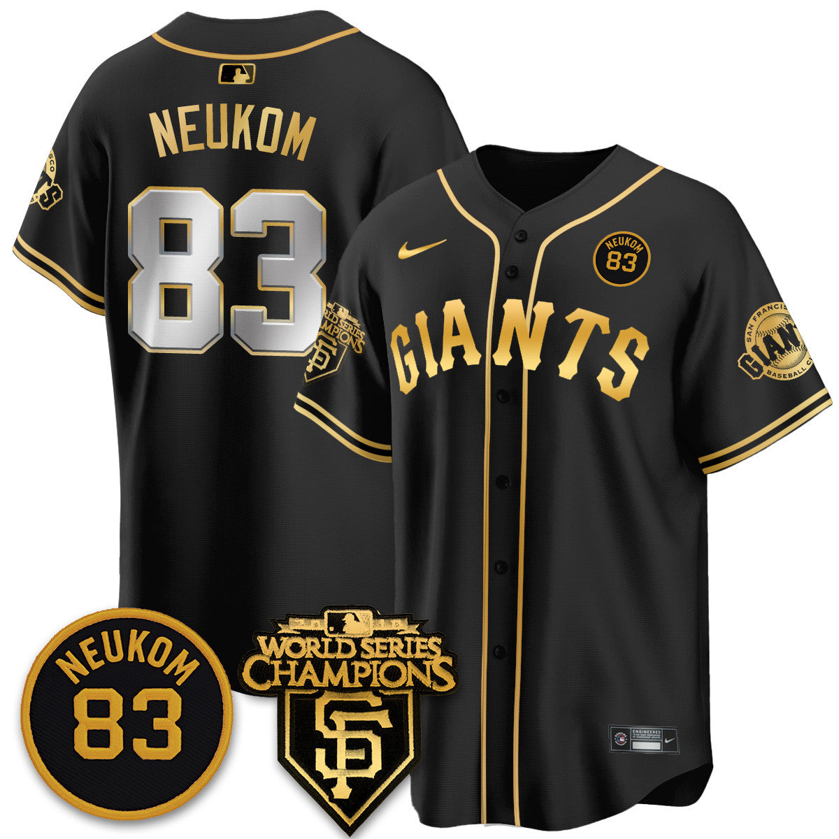 Men's Giants Bill Neukom Memories Jersey - 2010 World Series Champions - All Stitched