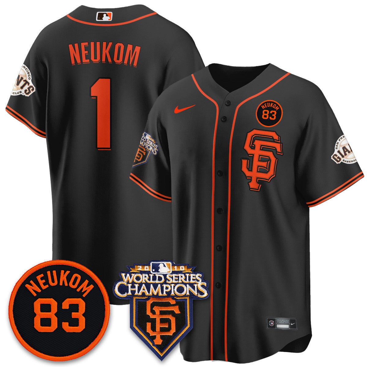Men's Giants Bill Neukom Memories Jersey - 2010 World Series Champions - All Stitched