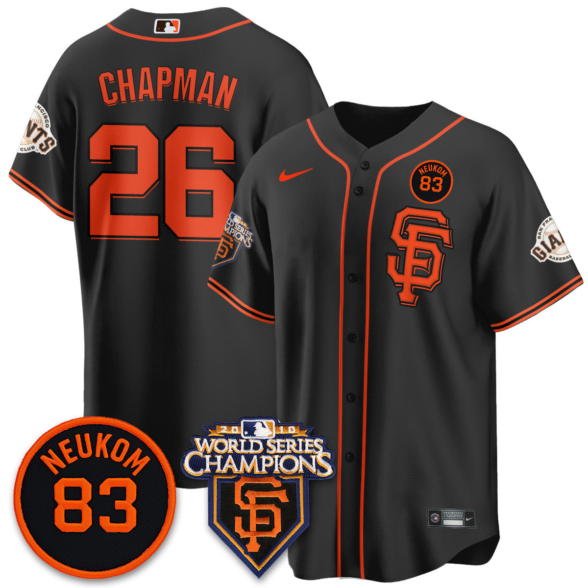 Men's Giants Bill Neukom Memories Jersey - 2010 World Series Champions - All Stitched