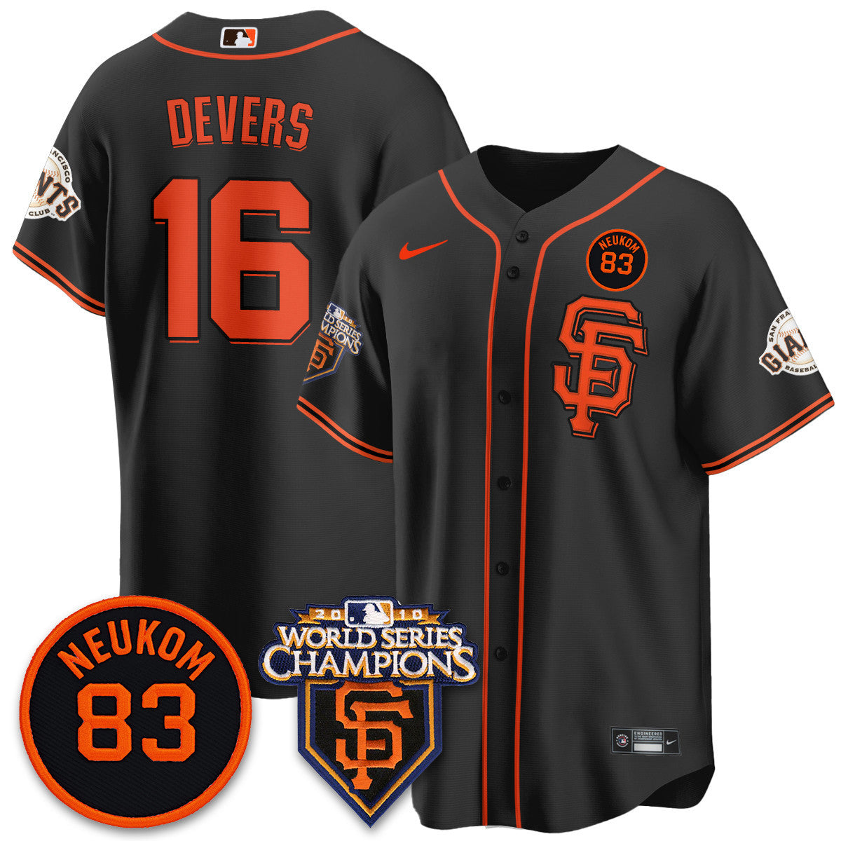 Men's Giants Bill Neukom Memories Jersey - 2010 World Series Champions - All Stitched