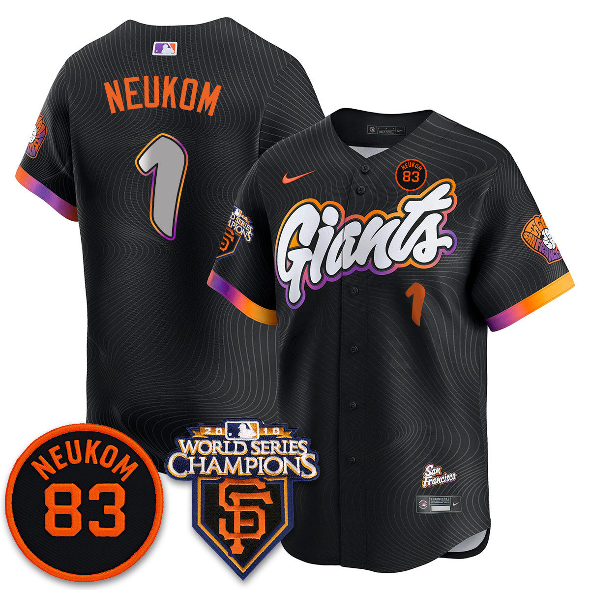Men's Giants Bill Neukom Memories Jersey - 2010 World Series Champions - All Stitched