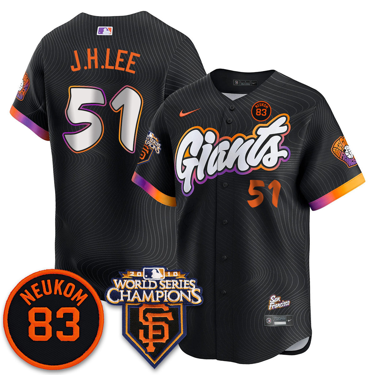 Men's Giants Bill Neukom Memories Jersey - 2010 World Series Champions - All Stitched