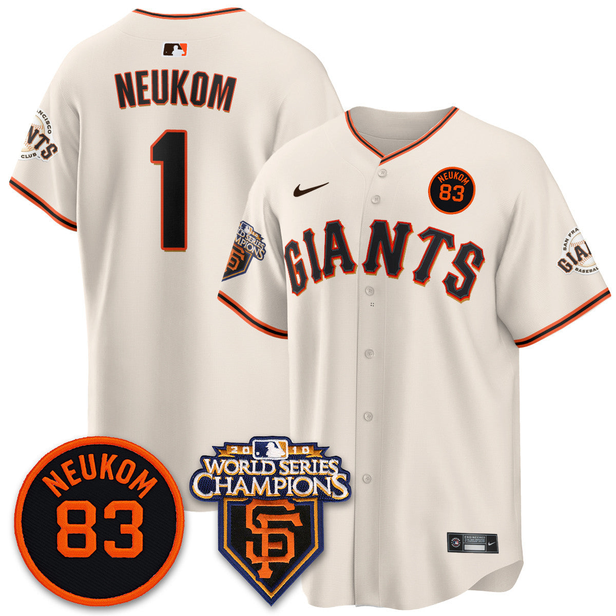 Men's Giants Bill Neukom Memories Jersey - 2010 World Series Champions - All Stitched