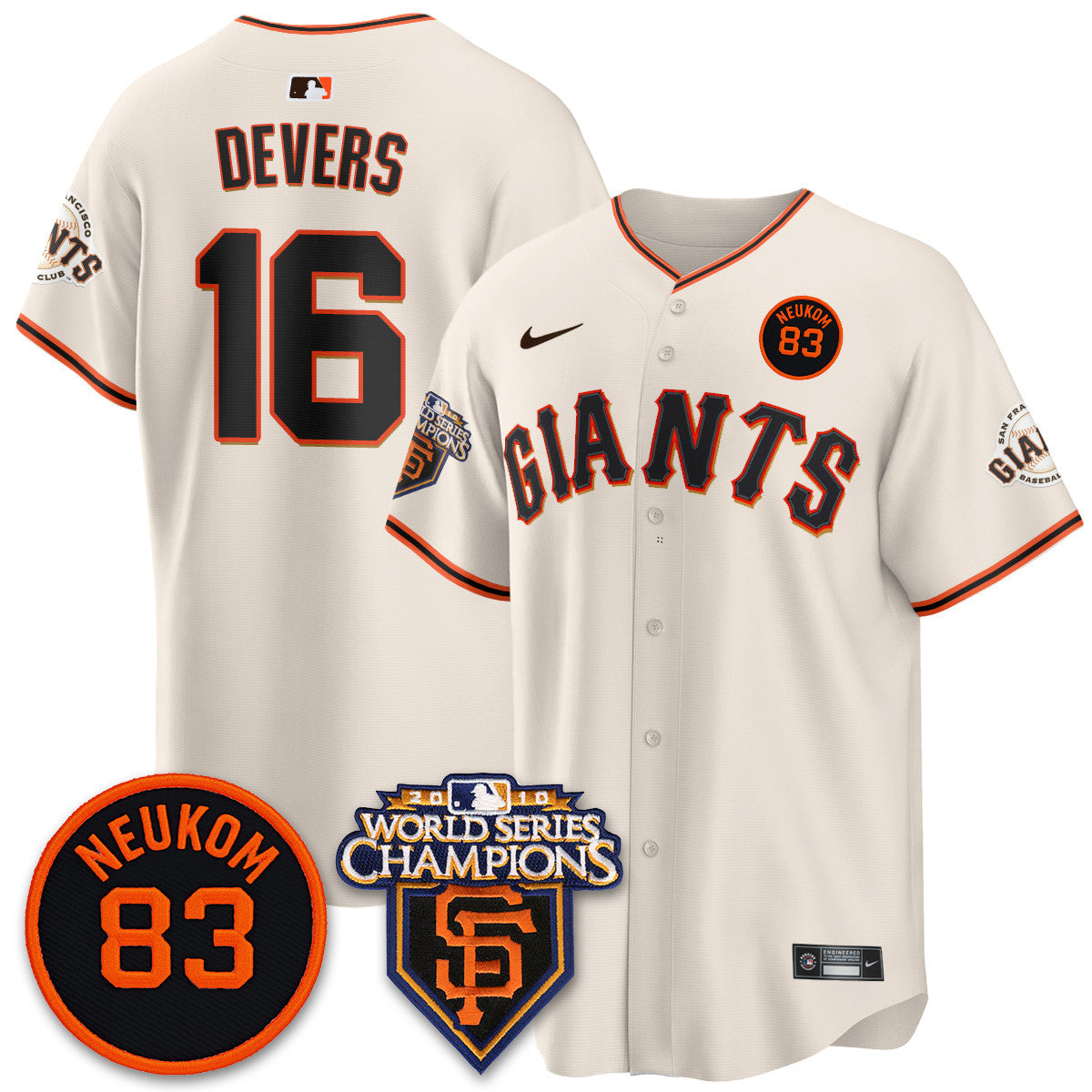 Men's Giants Bill Neukom Memories Jersey - 2010 World Series Champions - All Stitched