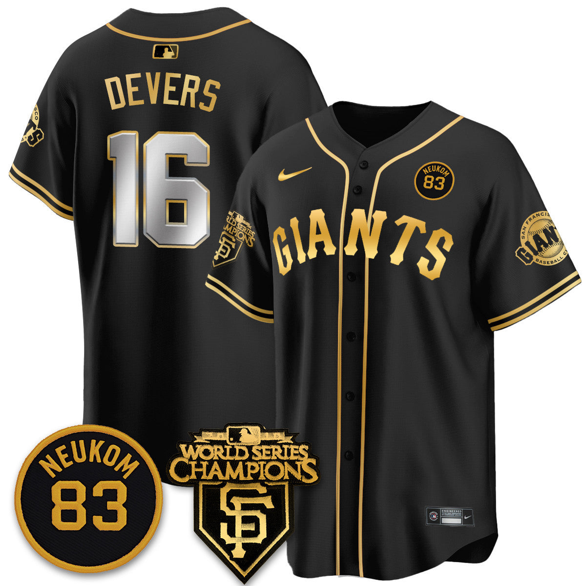 Women's Giants Bill Neukom Memories Jersey - 2010 World Series Champions - All Stitched