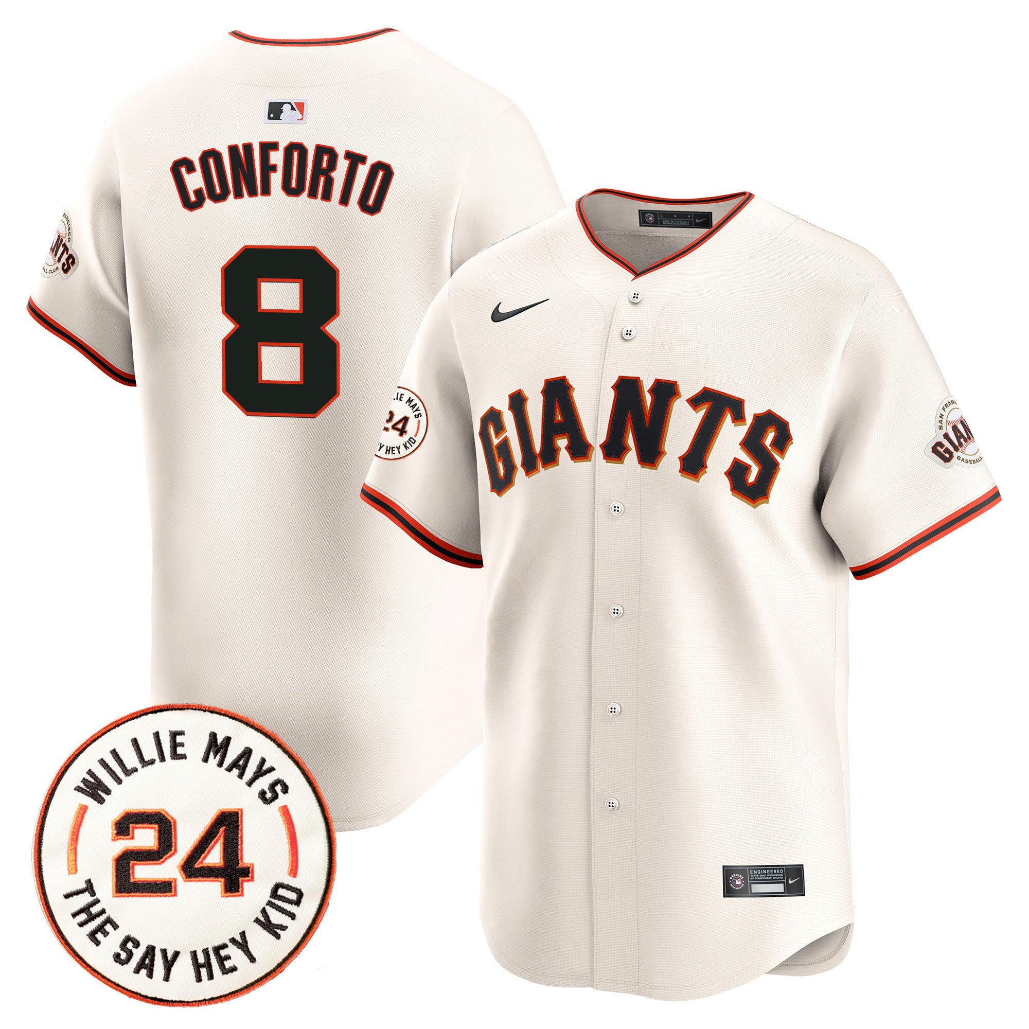 Men's San Francisco Giants 2024 Willie Mays Patch Vapor Premier Limited Jersey - All Stitched