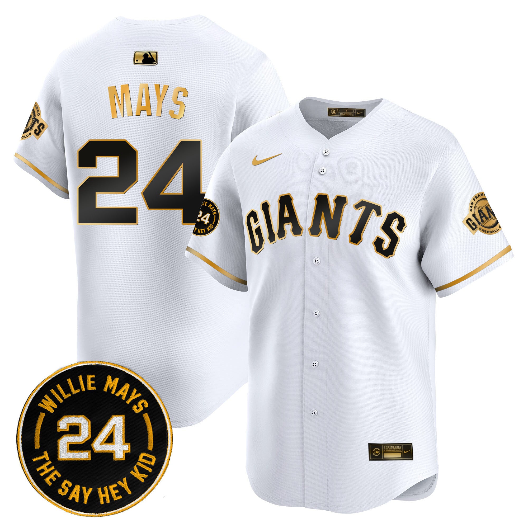 Men's San Francisco Giants 2024 Willie Mays Patch Vapor Premier Limited Jersey - All Stitched